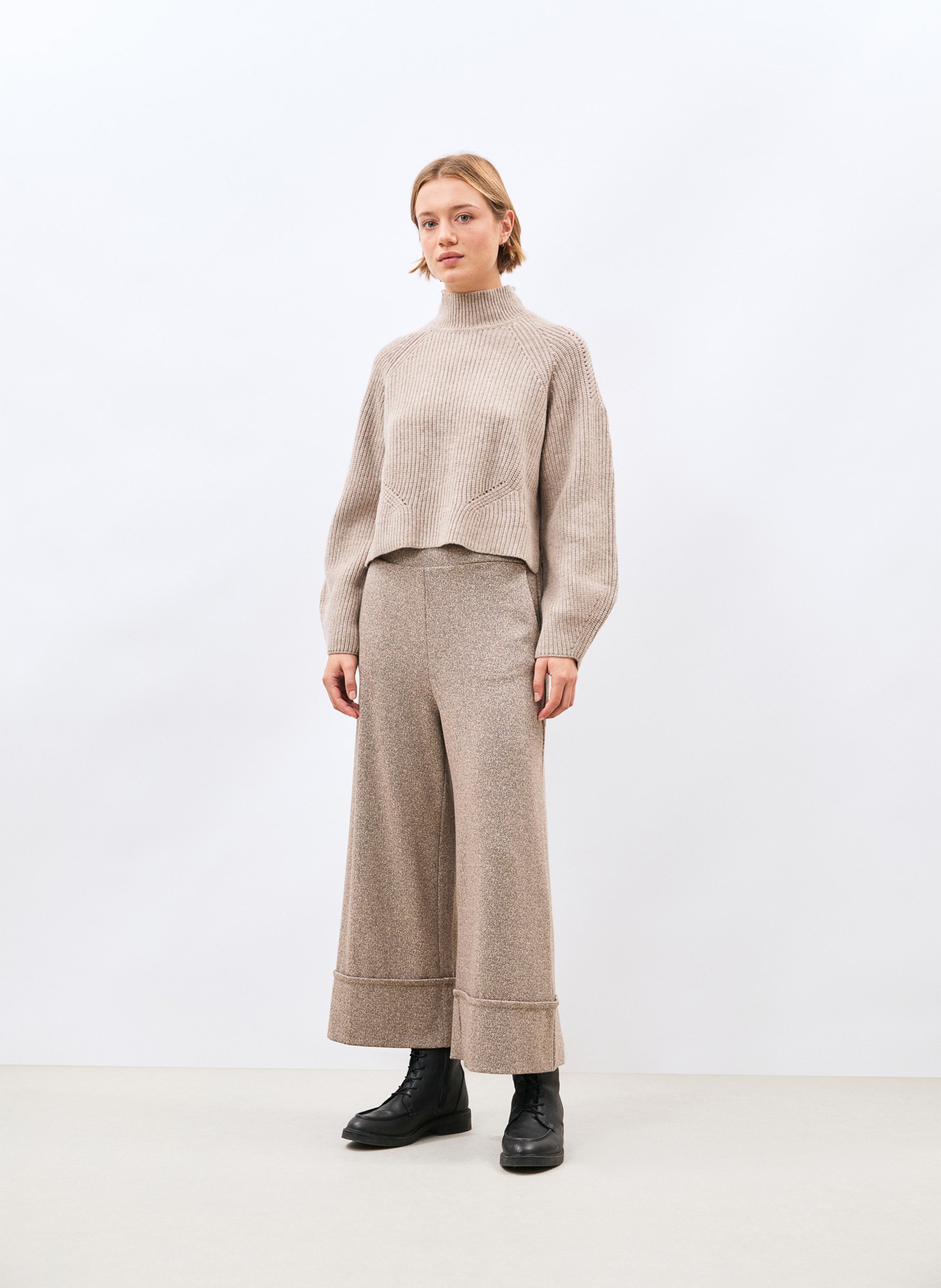 Pantalon large 7/8ème ceinturé  HUMILITY Beige