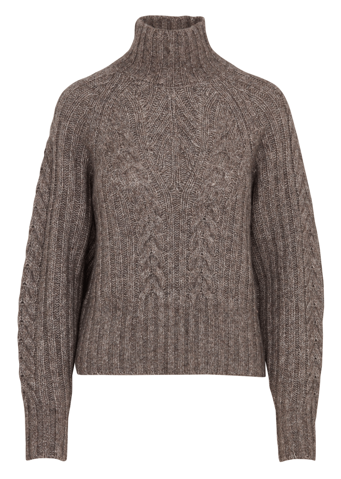 Pull droit à col montant en coton et laine DES PETITS HAUTS Gris