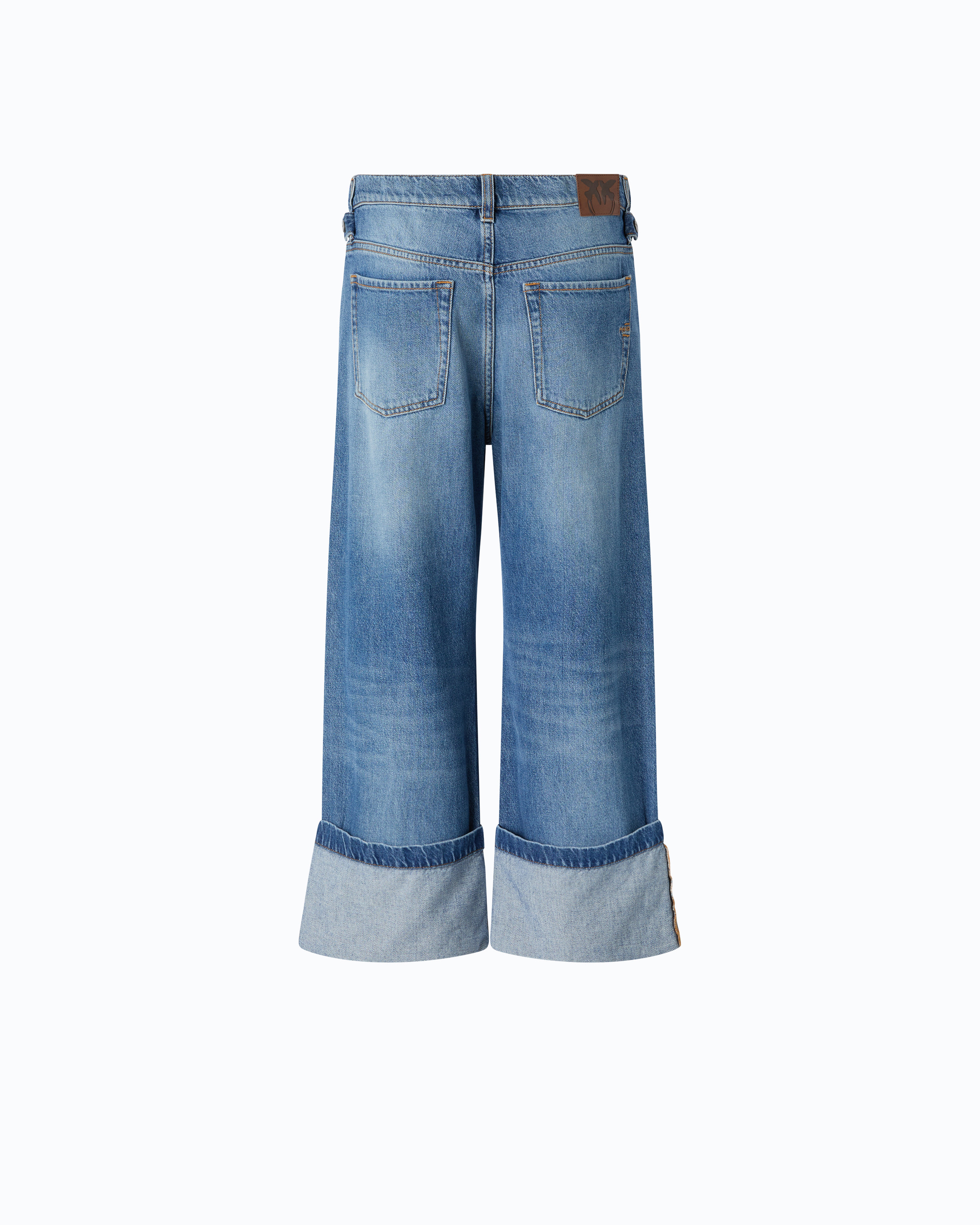 Cropped belted jeans with turn-up cuffs PINKO Blue