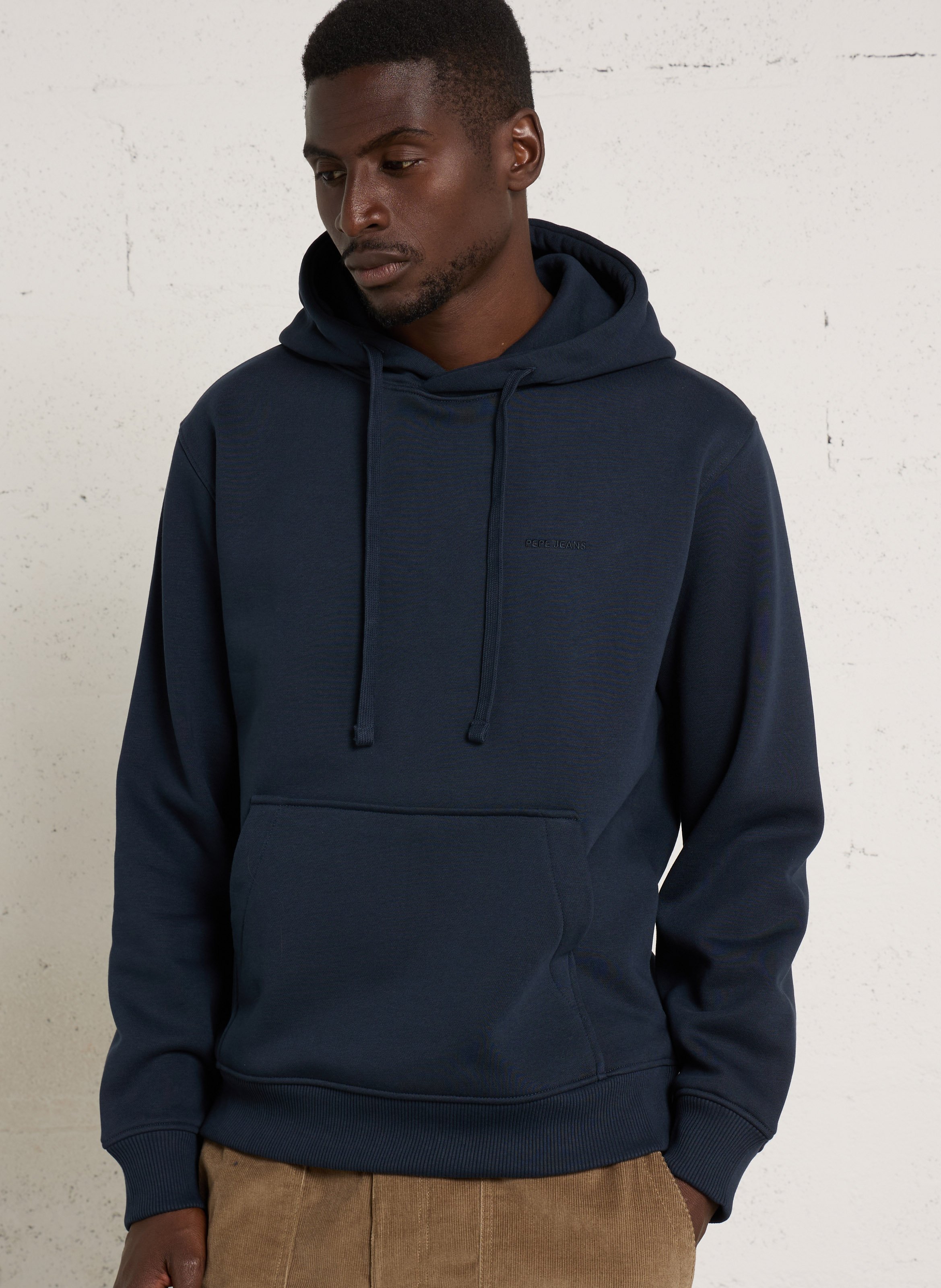 Sweat à capuche uni avec logo PEPE JEANS Bleu