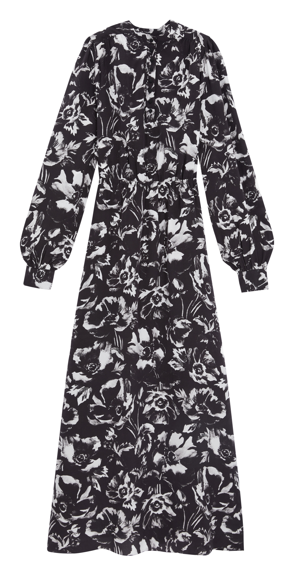 Robe longue col rond en soie imprimée THE KOOPLES Noir