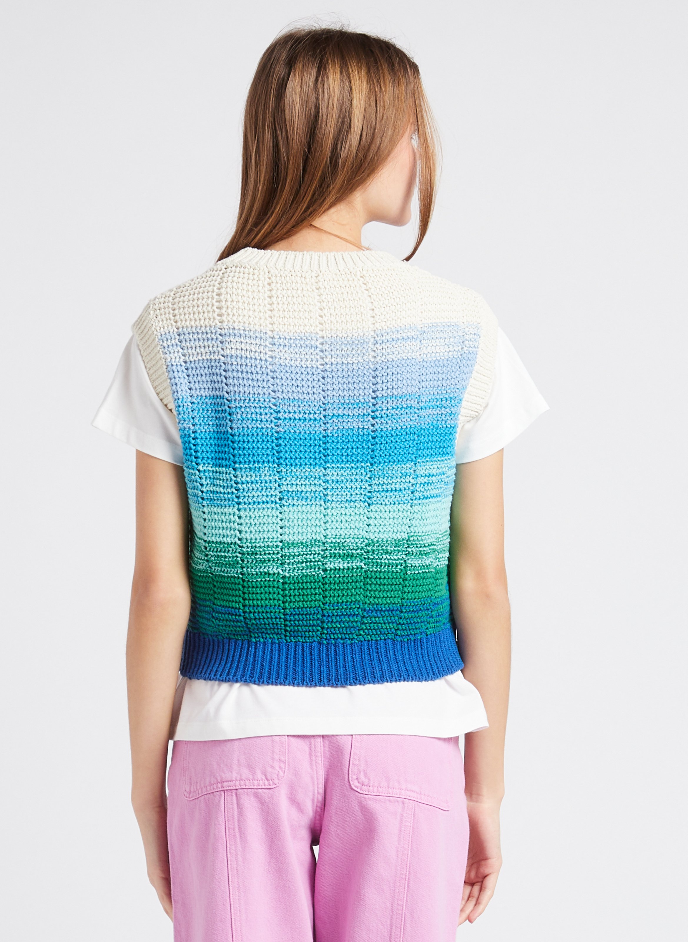 Pull col rond droit en coton recyclé mélangé INDEE Vert