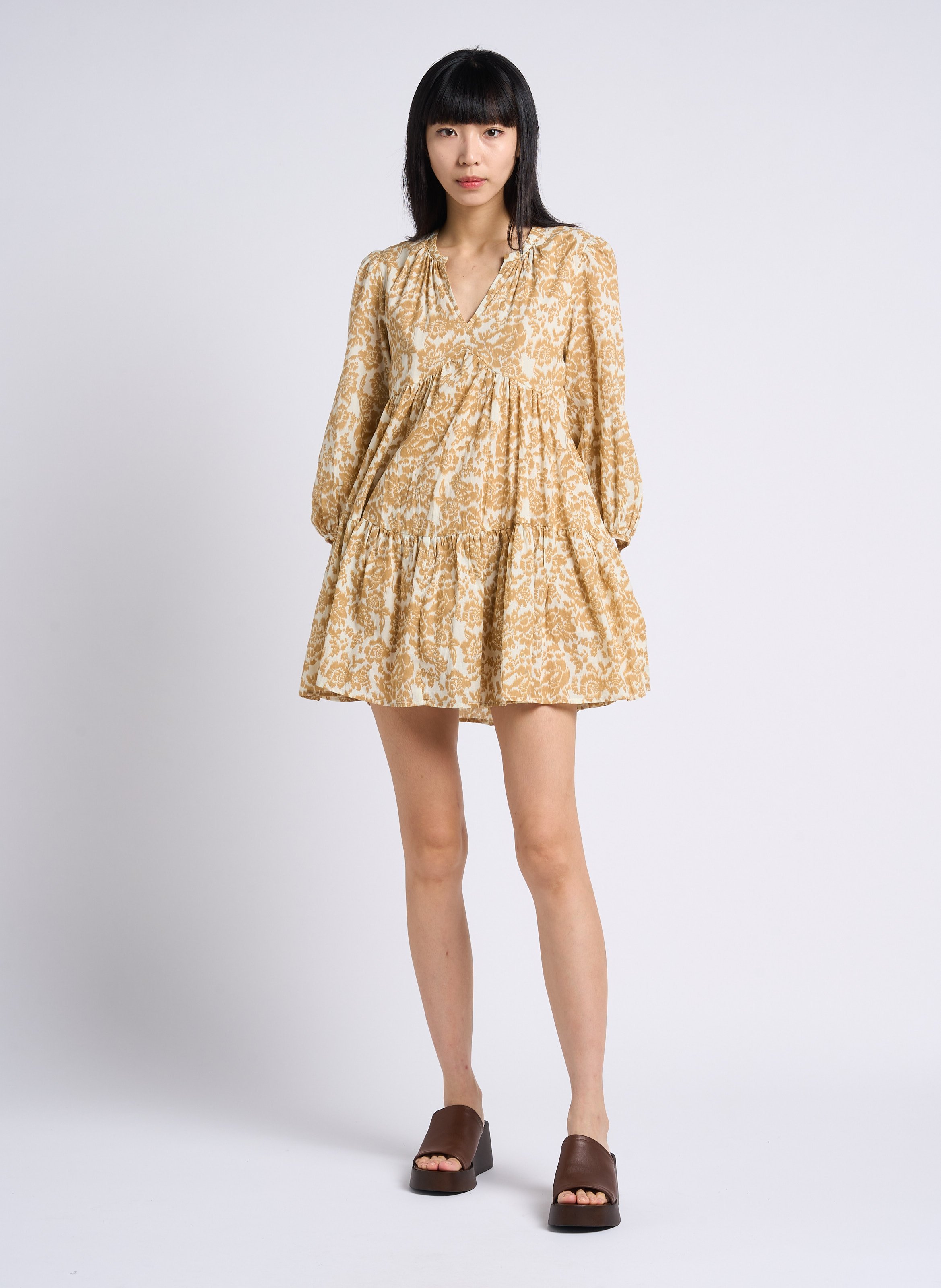 Leder-Mules mit Keilabsatz Braun