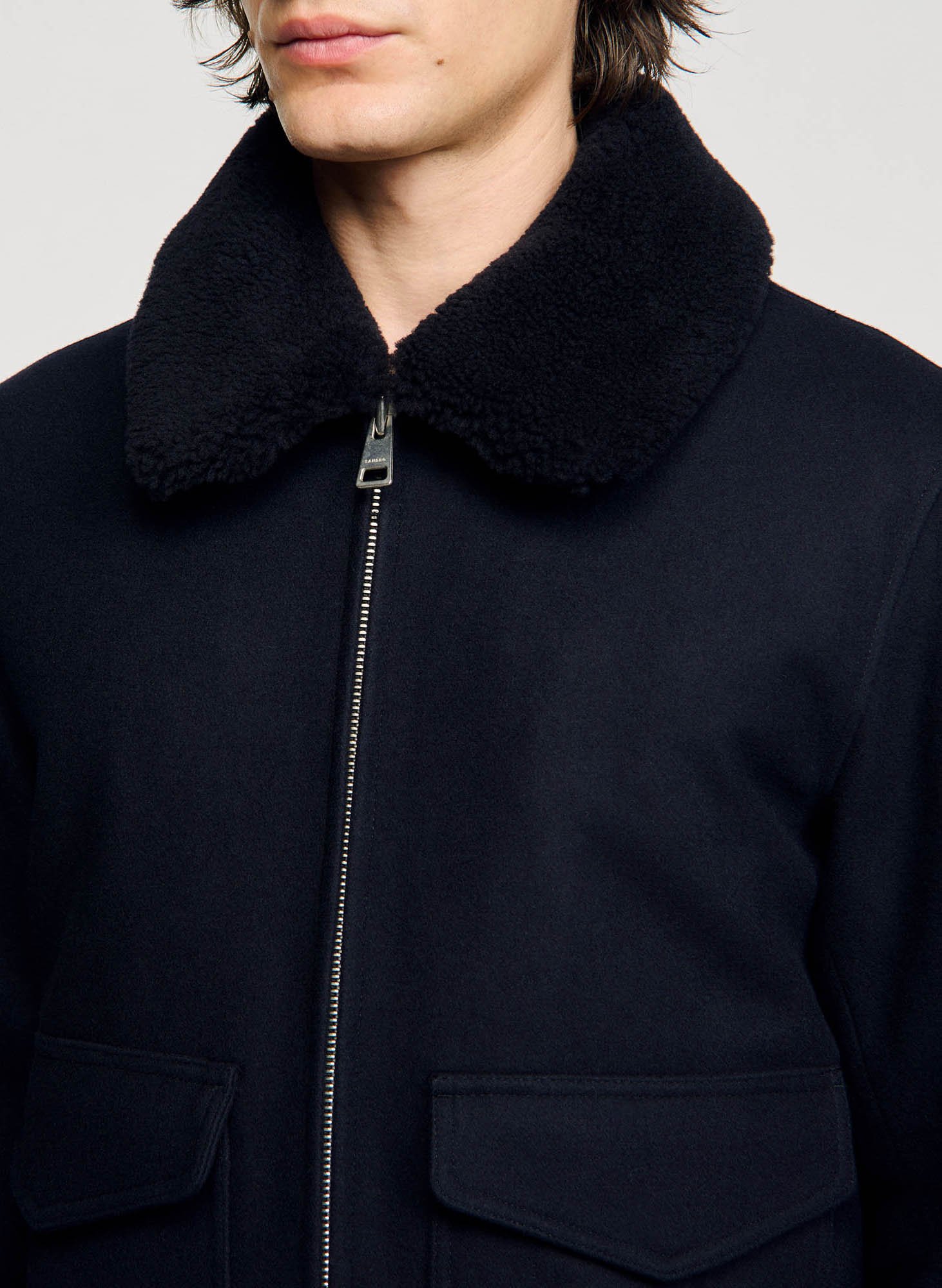 Vest van wolmix met ronde hals SANDRO Blauw