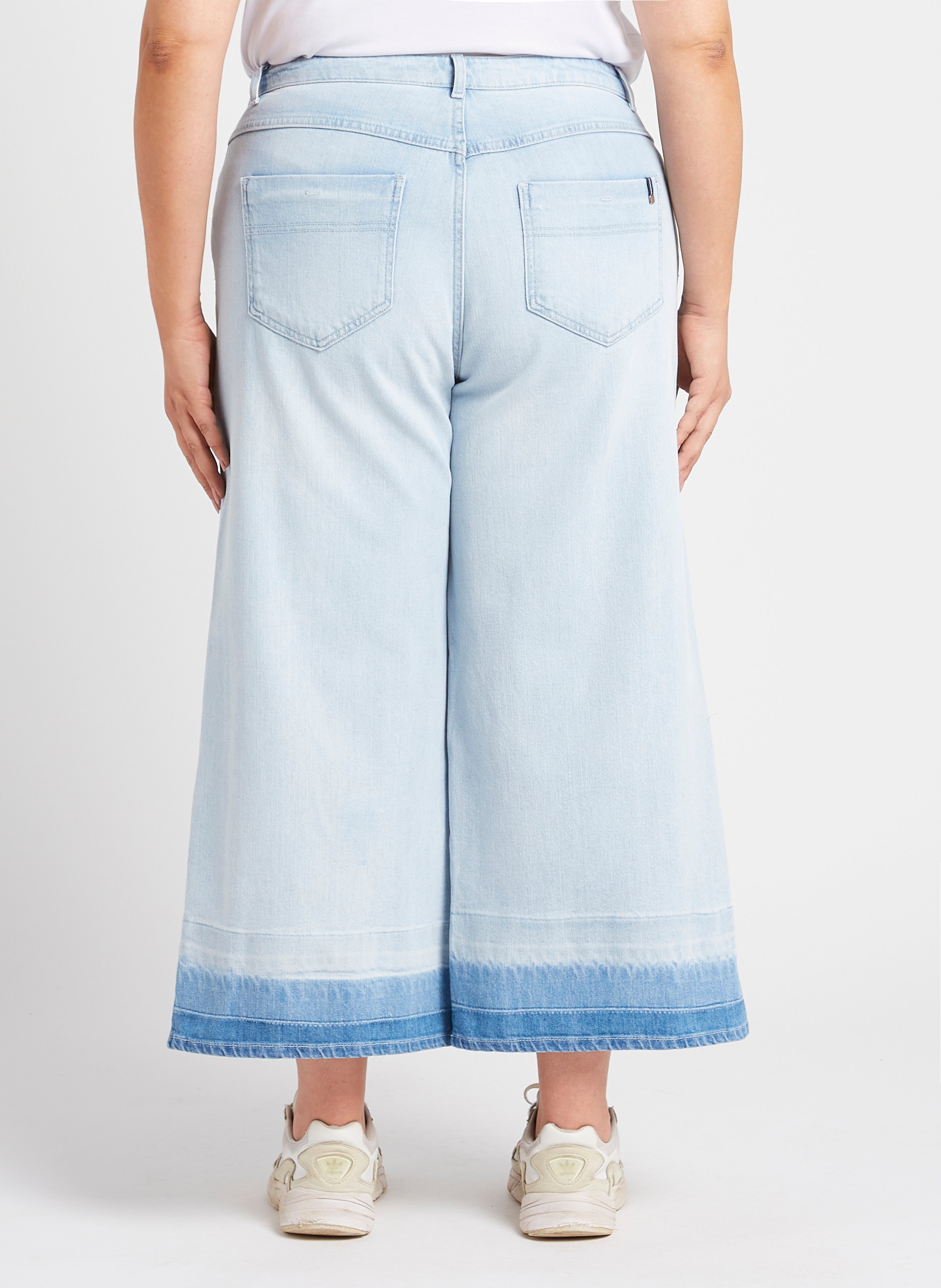 Jean droit en coton mélangé Bleu