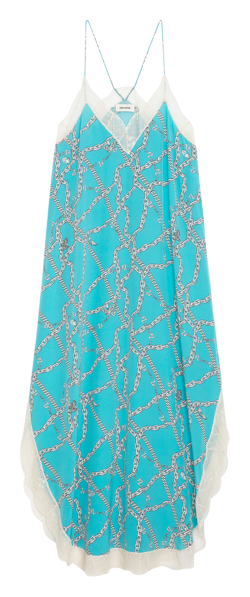 Robe longue imprimée à dentelle en soie ZADIG&VOLTAIRE Bleu