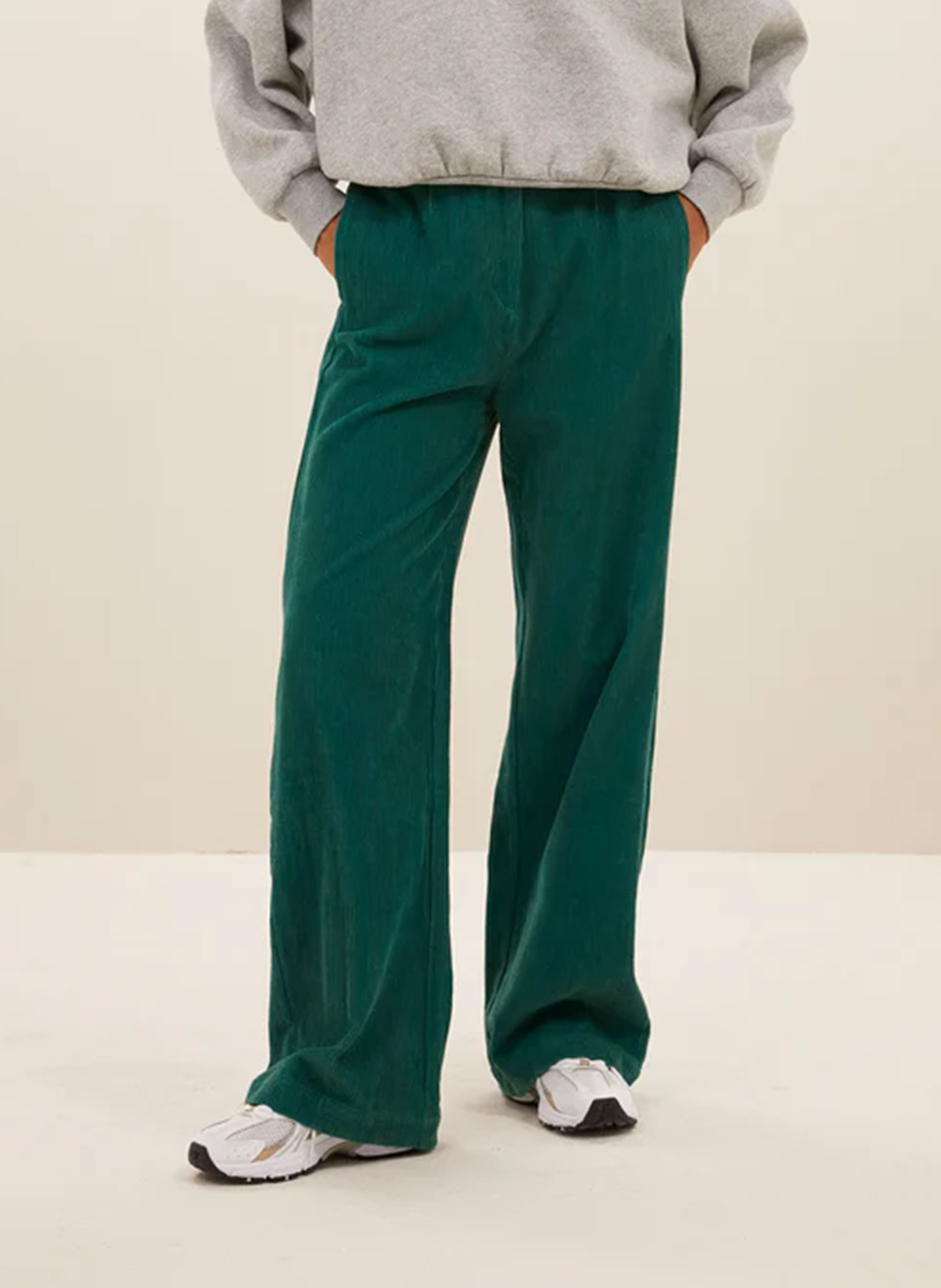 Pantalon droit velours côtelé en coton BY BAR Vert