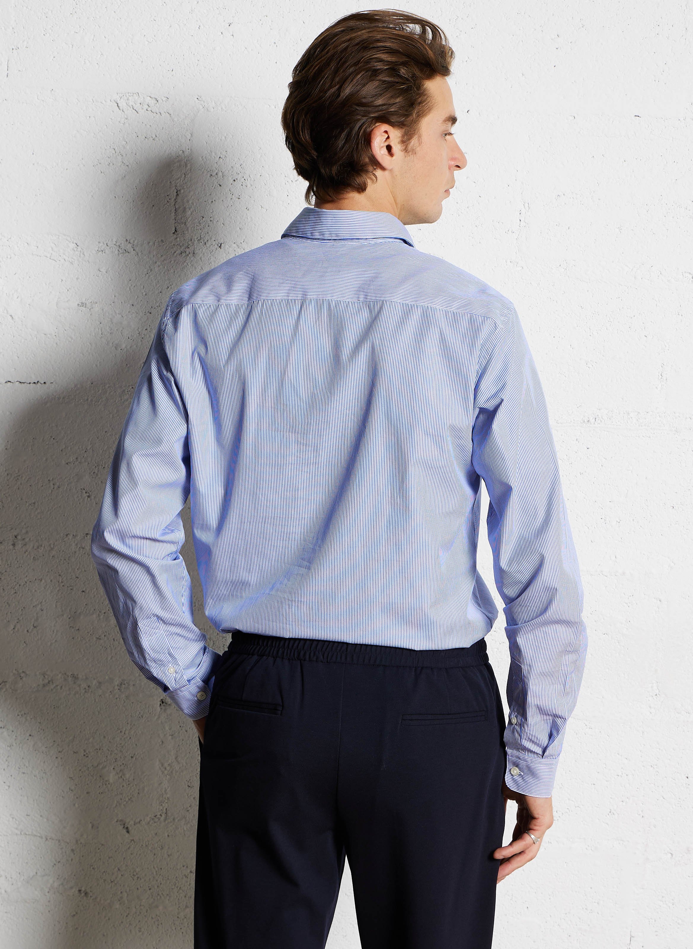 Slim striped cotton shirt AU PRINTEMPS PARIS Blue