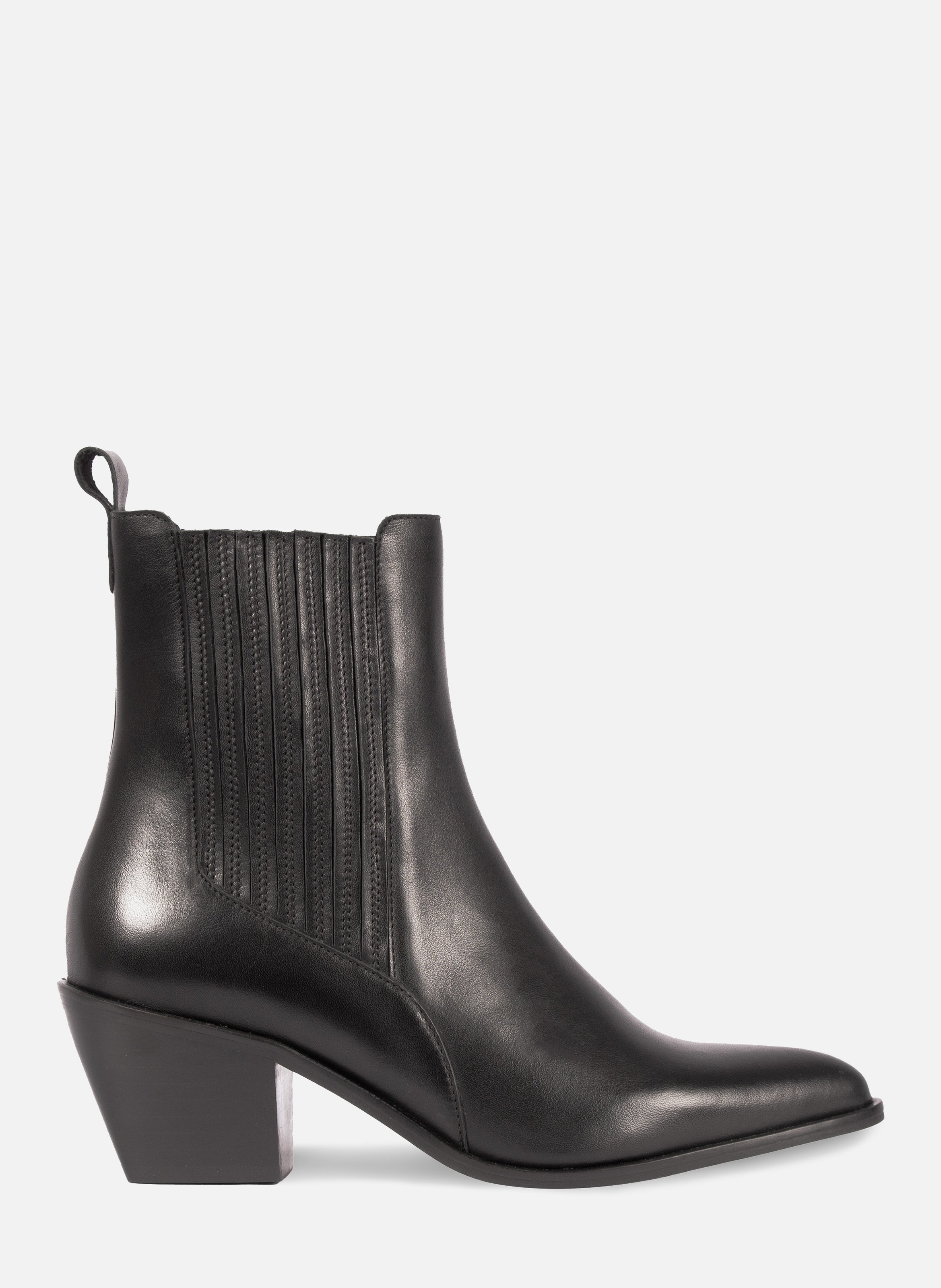 Leather Western ankle boots JULES & JENN Black