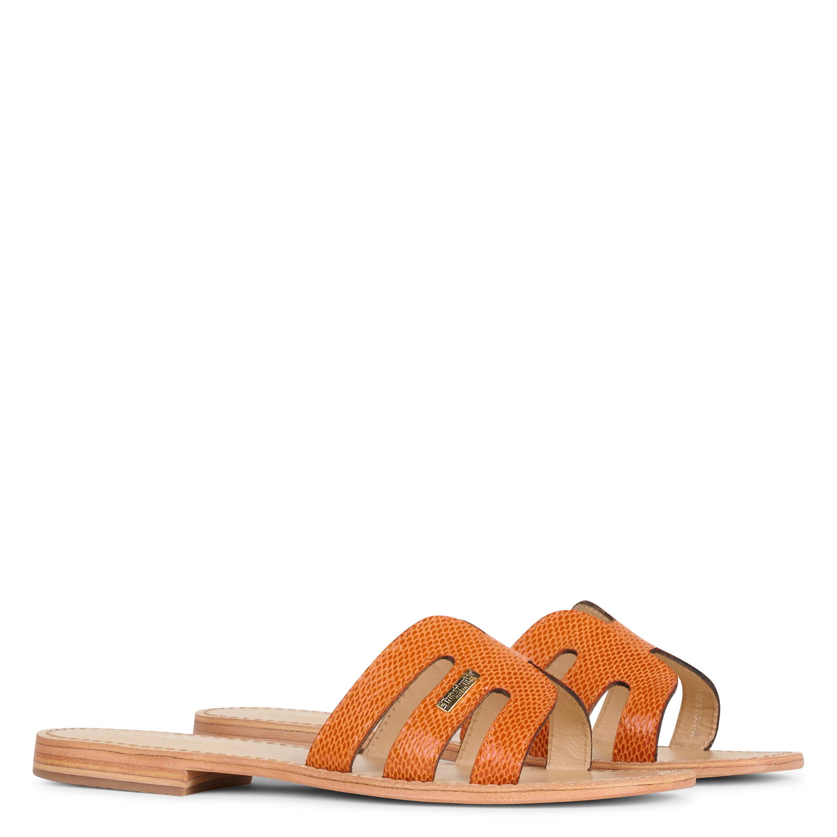 Aouda flat leather sandals LES TROPEZIENNES PAR M.BELARBI Orange
