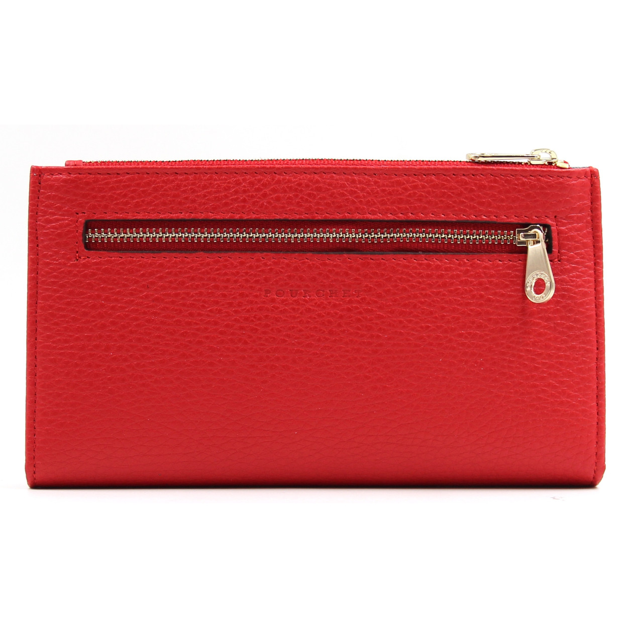 Leather multi-compartment wallet POURCHET Red