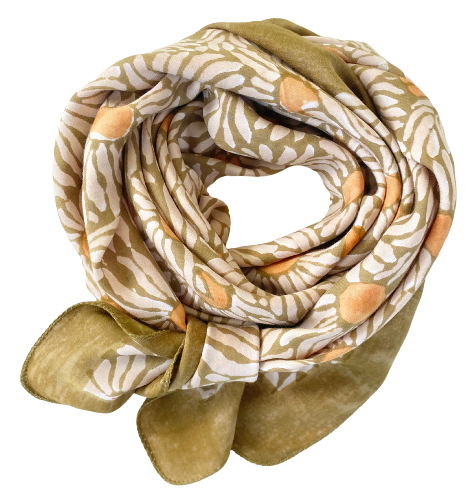 Square scarf with patterns APACHES COLLECTIONS Green