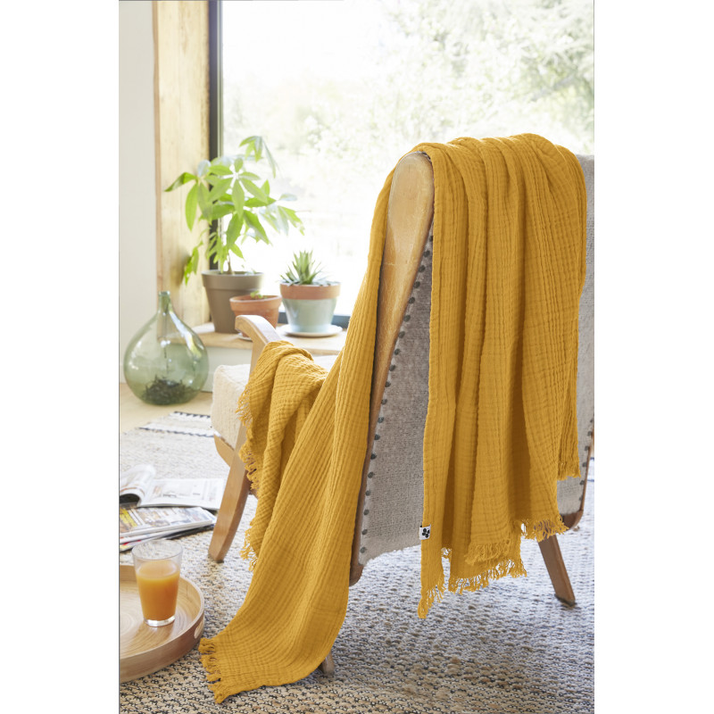 Pure cotton plaid L'EFFET PAPILLON Yellow