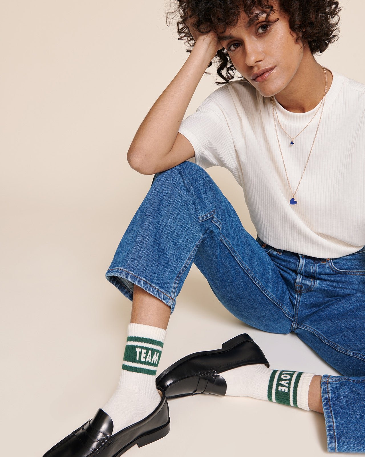 Les chaussettes love team EMOI EMOI White