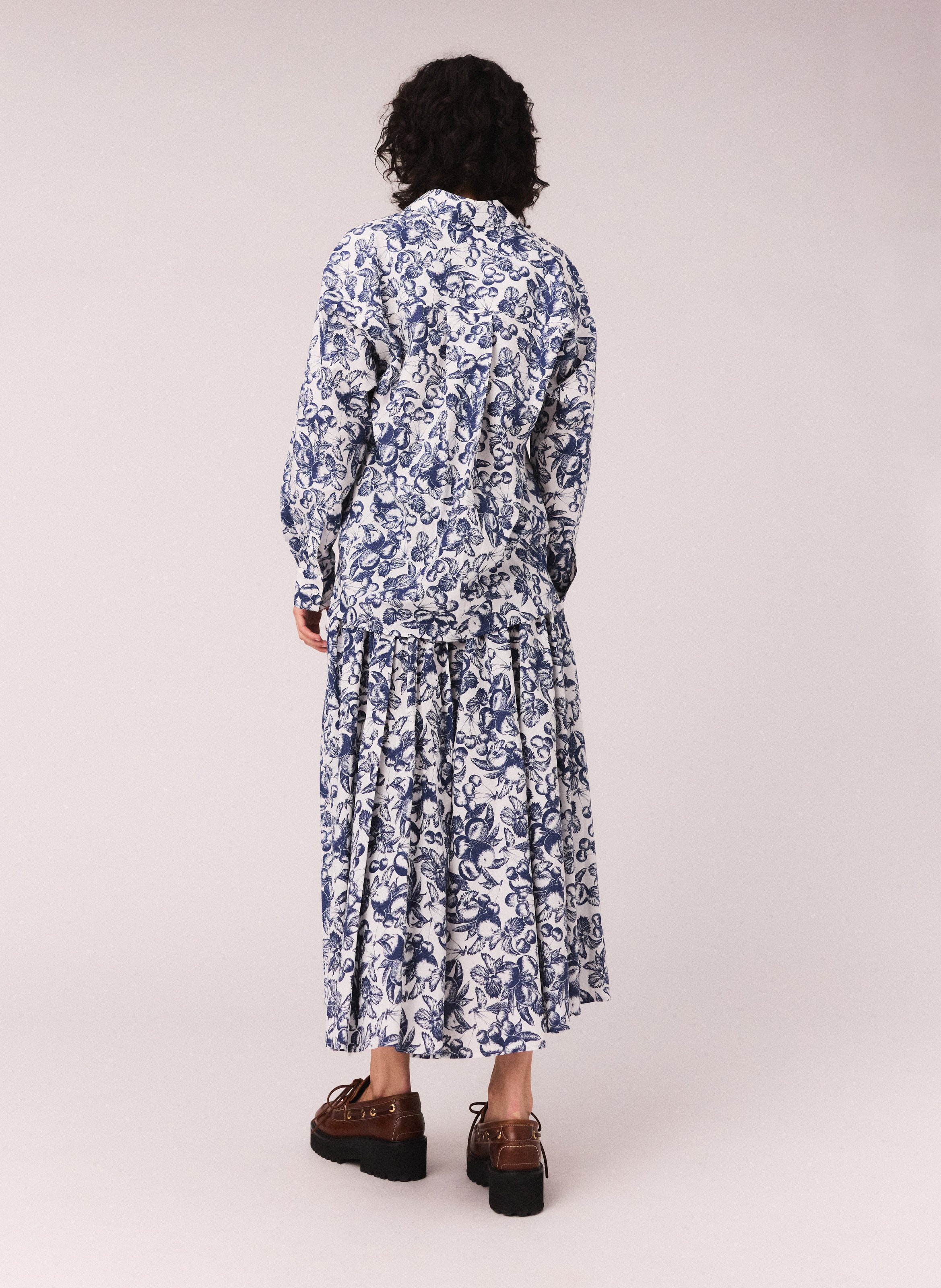 Chemise droite imprimée cerise MAJE Bleu