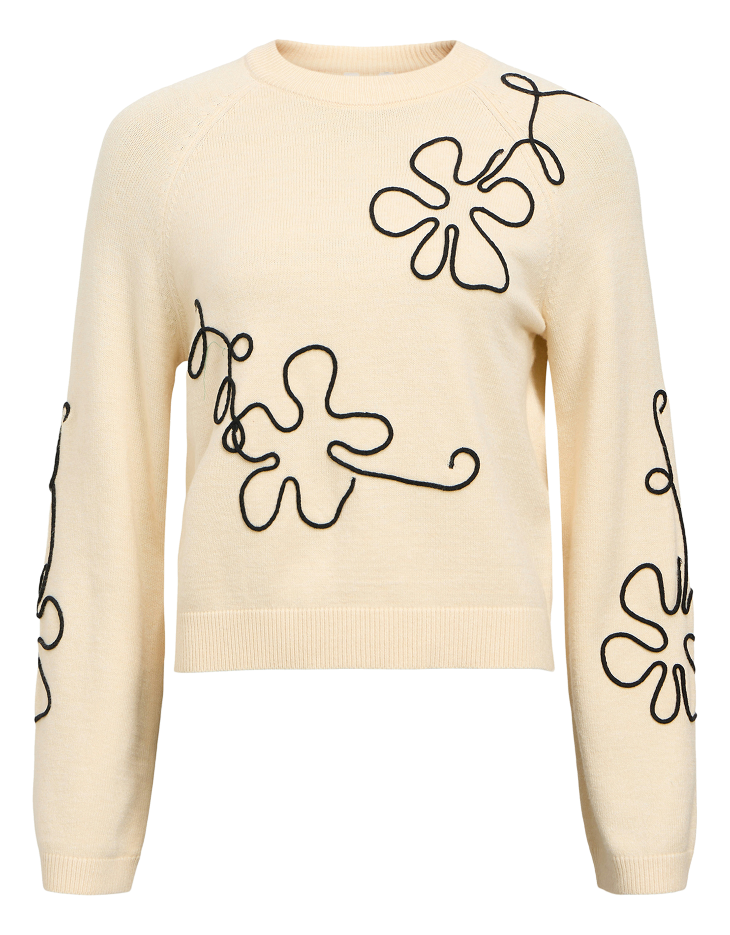 Trui met ronde hals en borduursel OBJECT Beige