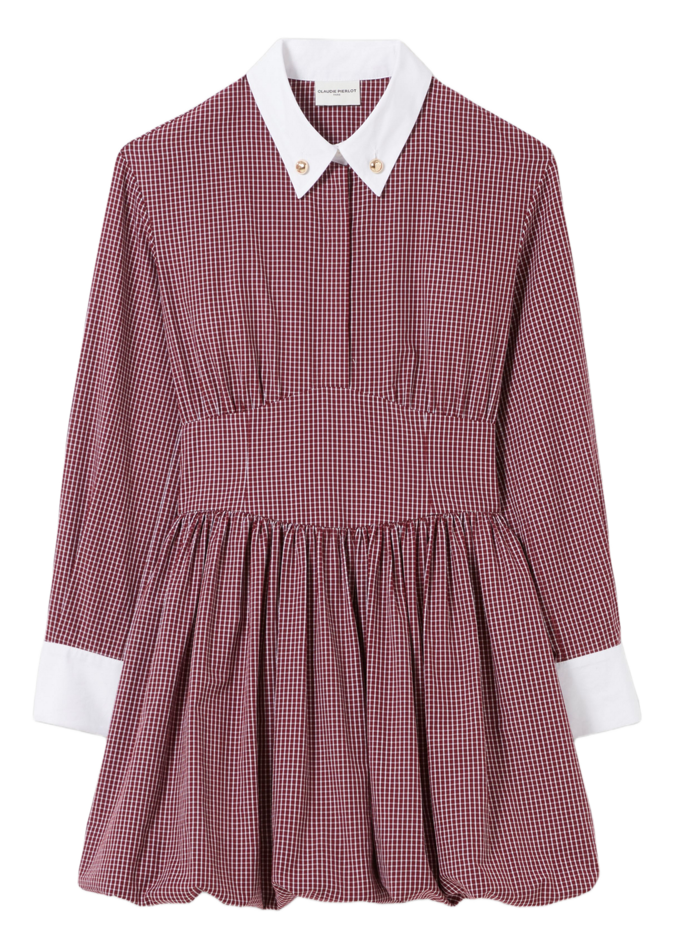 Robe courte en popeline à carreaux CLAUDIE PIERLOT Rouge