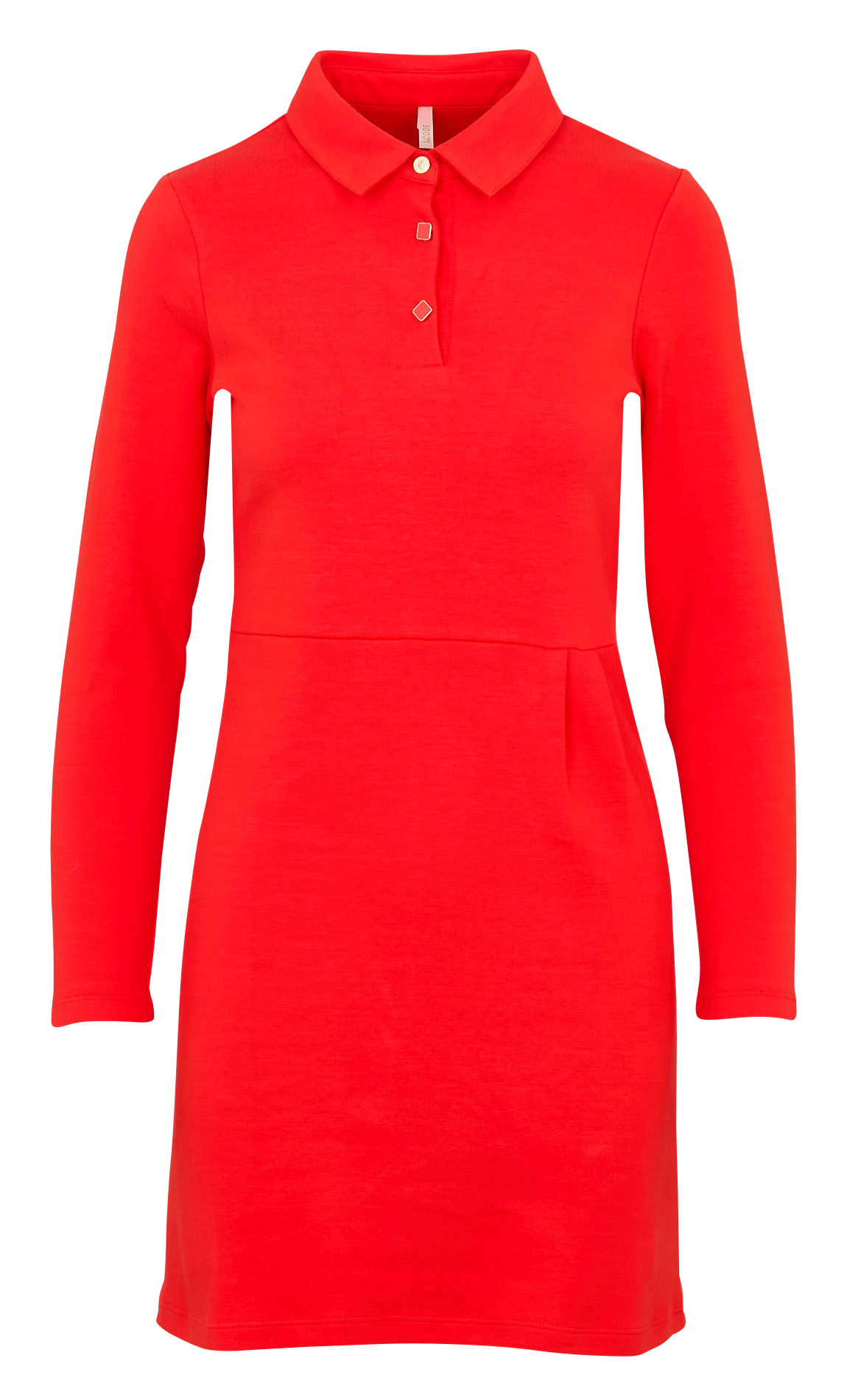 Short cotton dress with classic collar I CODE Red