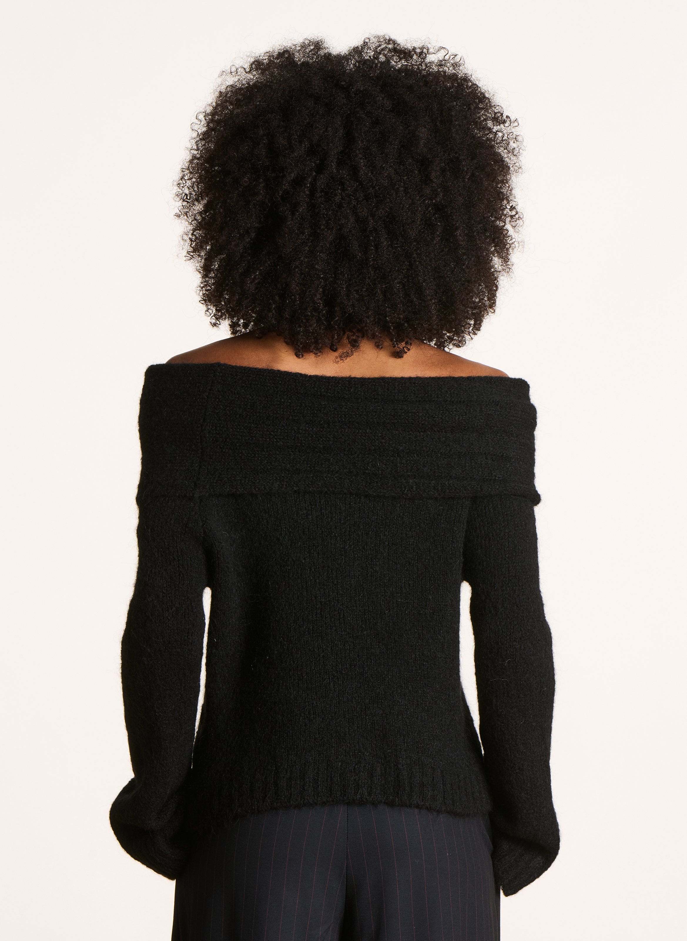 Straight off-the-shoulder knit sweater LA FEE MARABOUTEE Black