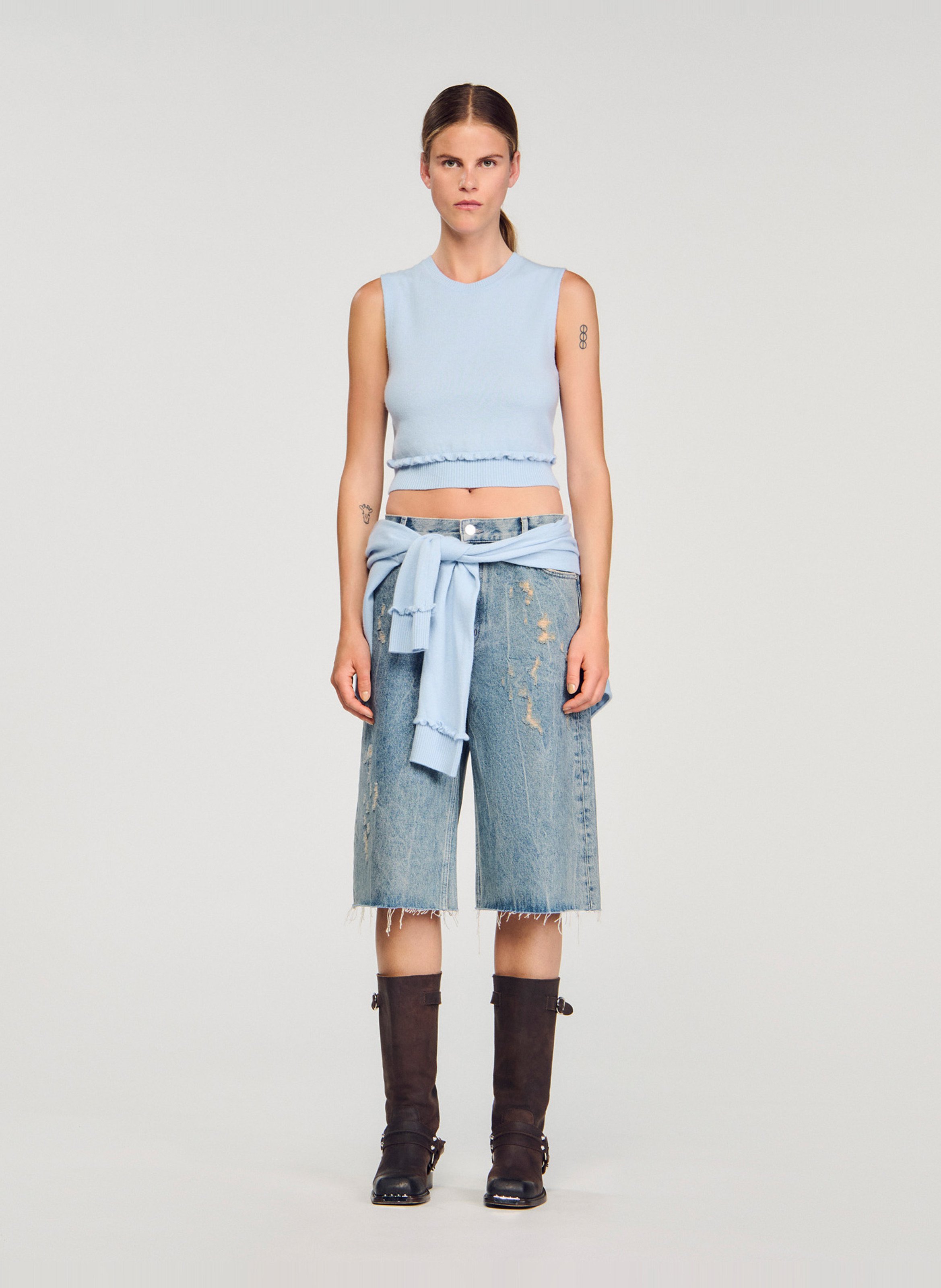 Wollen top met ronde hals SANDRO Blauw