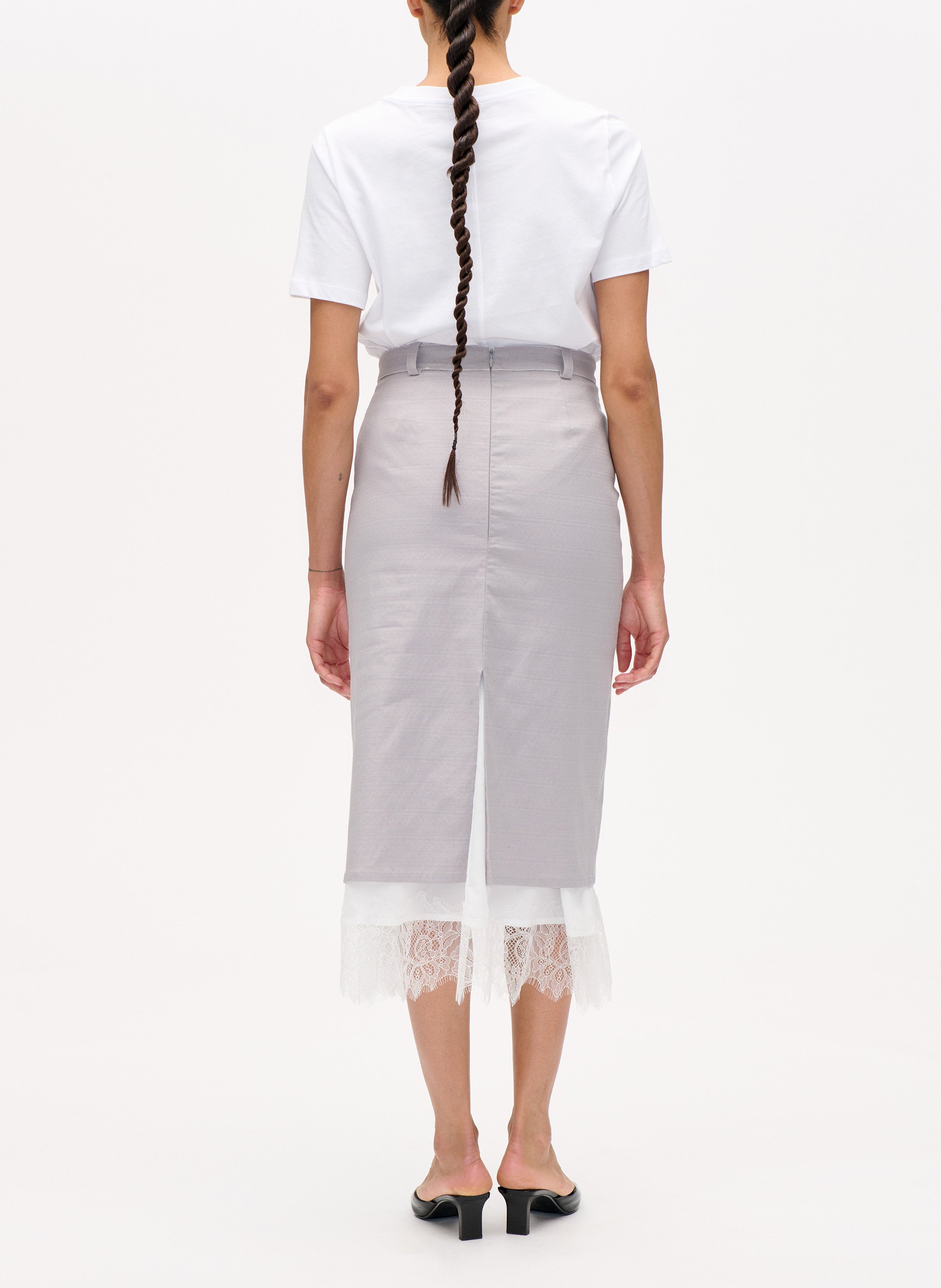 Jupe midi taille haute en coton mélangé BAUM UND PFERDGARTEN Argent