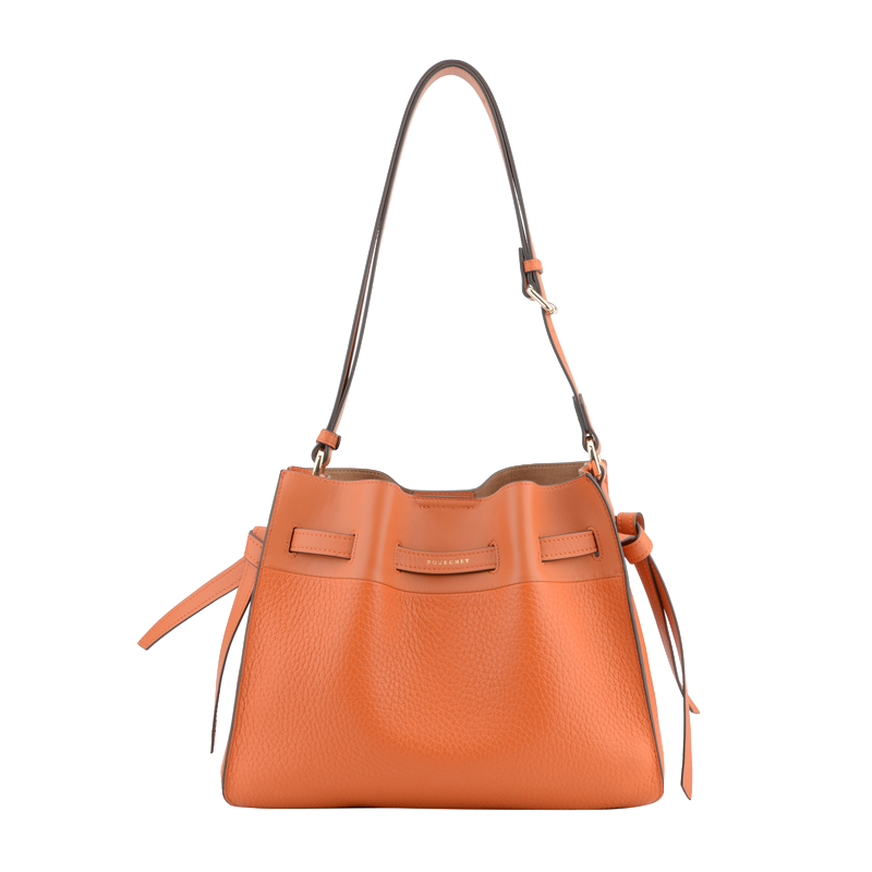 Shoulder bag - cowhide leather POURCHET Orange