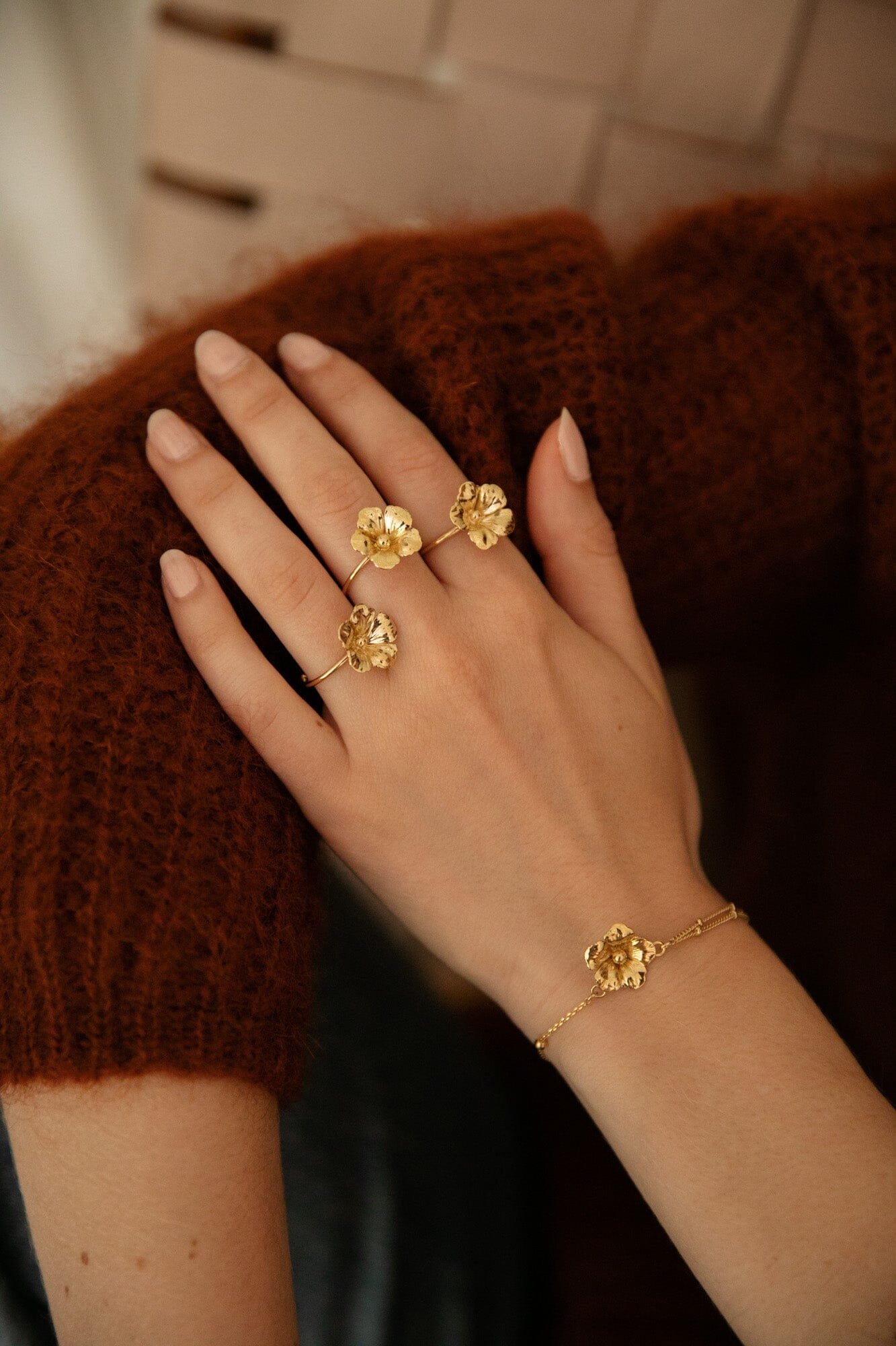 AGLAÉ - Fine gold-plated flower ring MONSIEUR SIMONE Golden