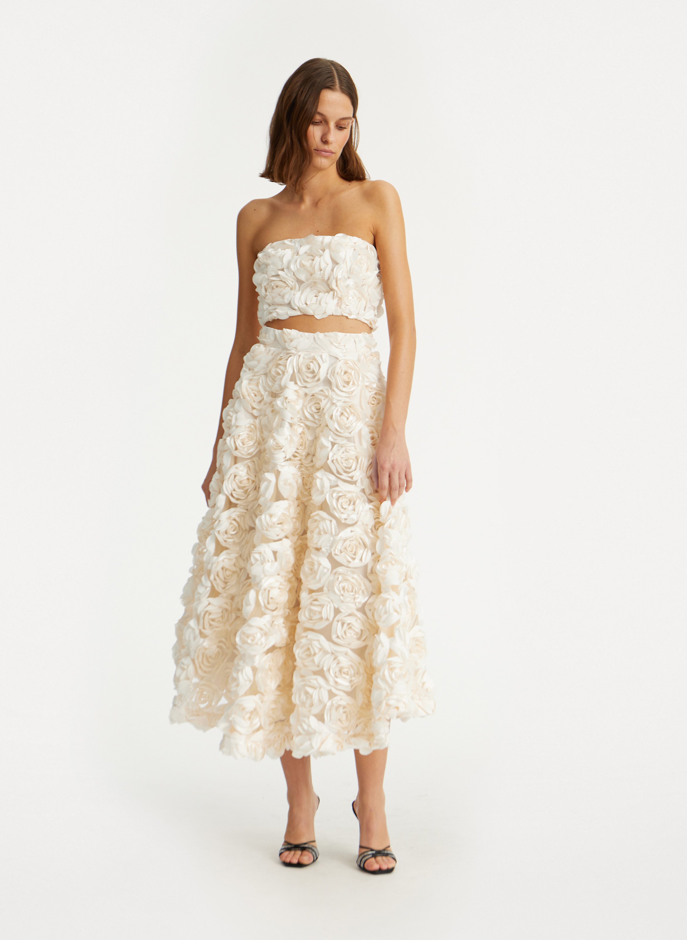 Floral print crop top ROTATE White