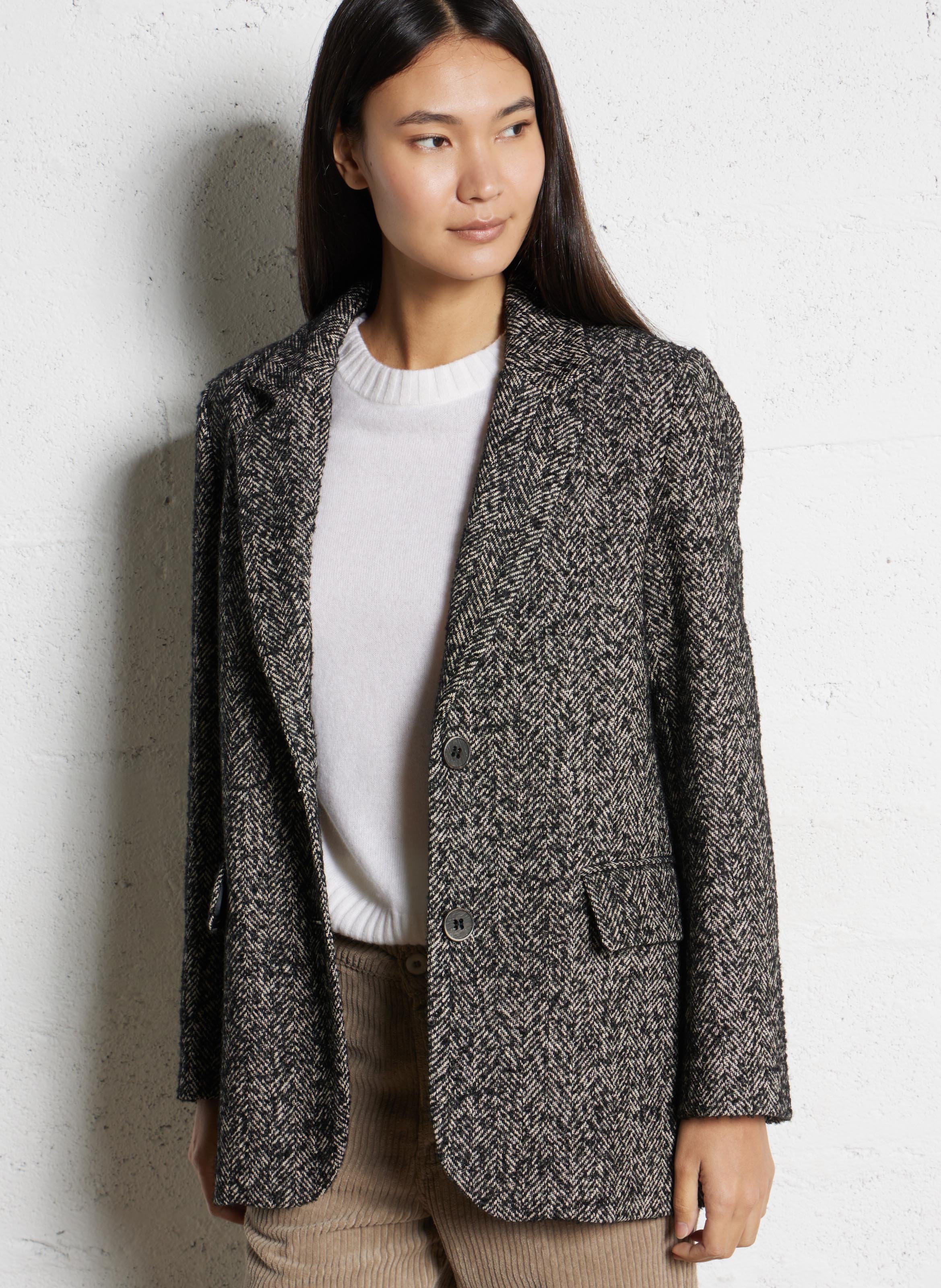 Veste droite col tailleur MAISON HOTEL Noir