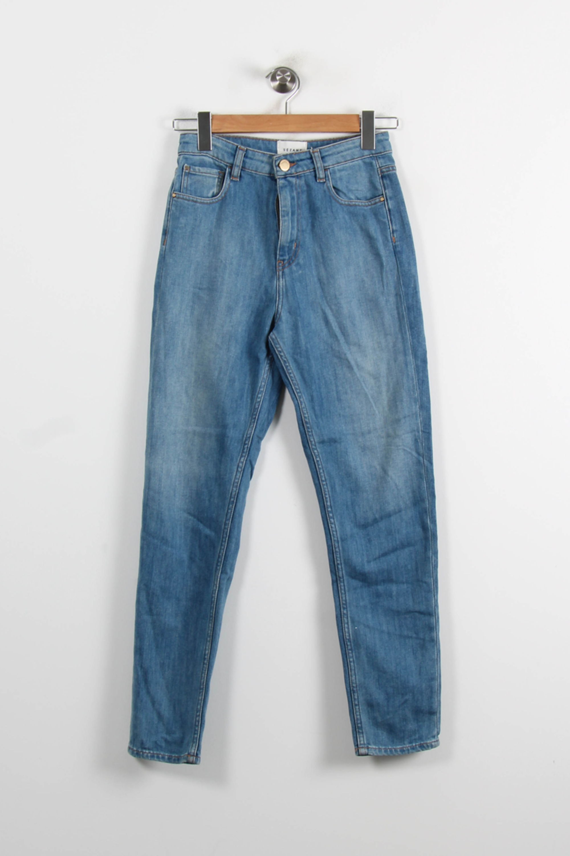 Cropped slim jeans with studs Blue