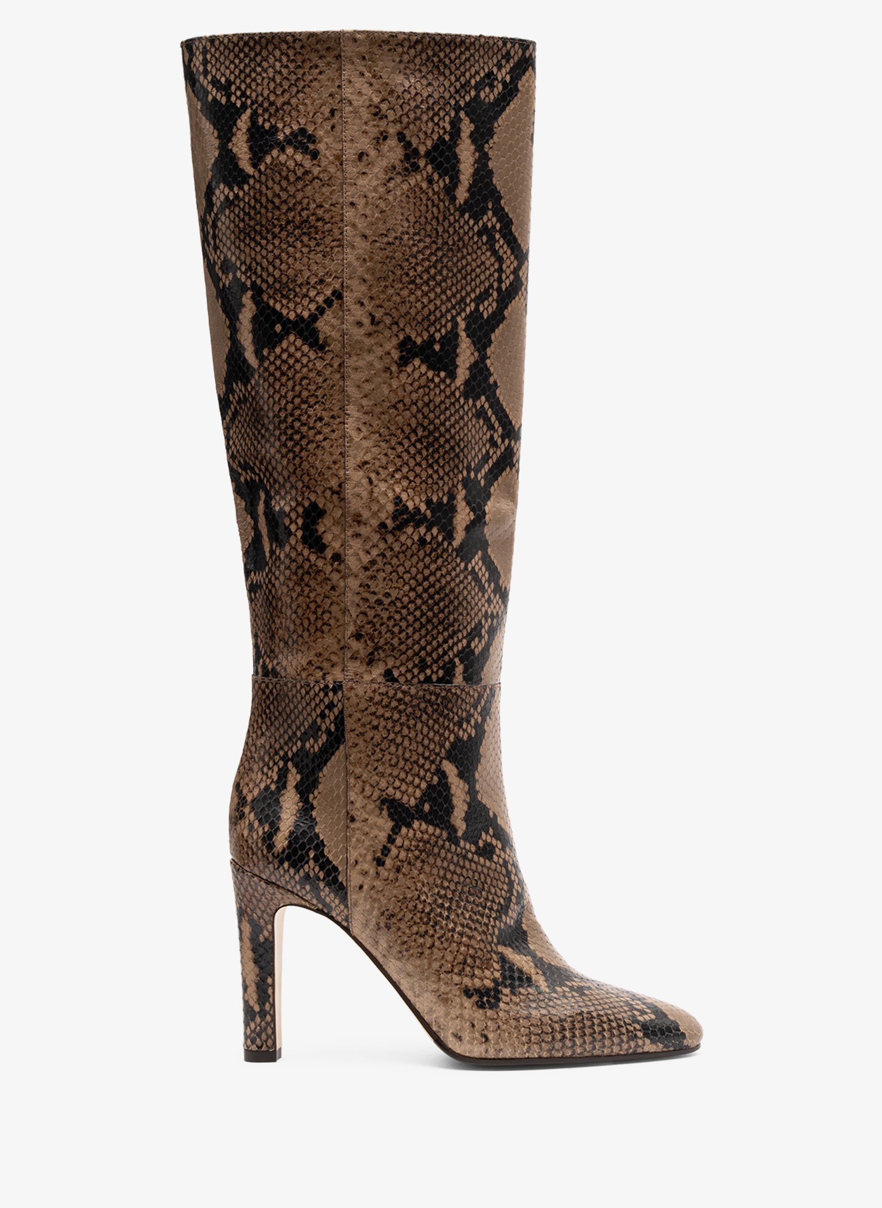 Printed taupe leather boots PARALLELE PARIS Grey
