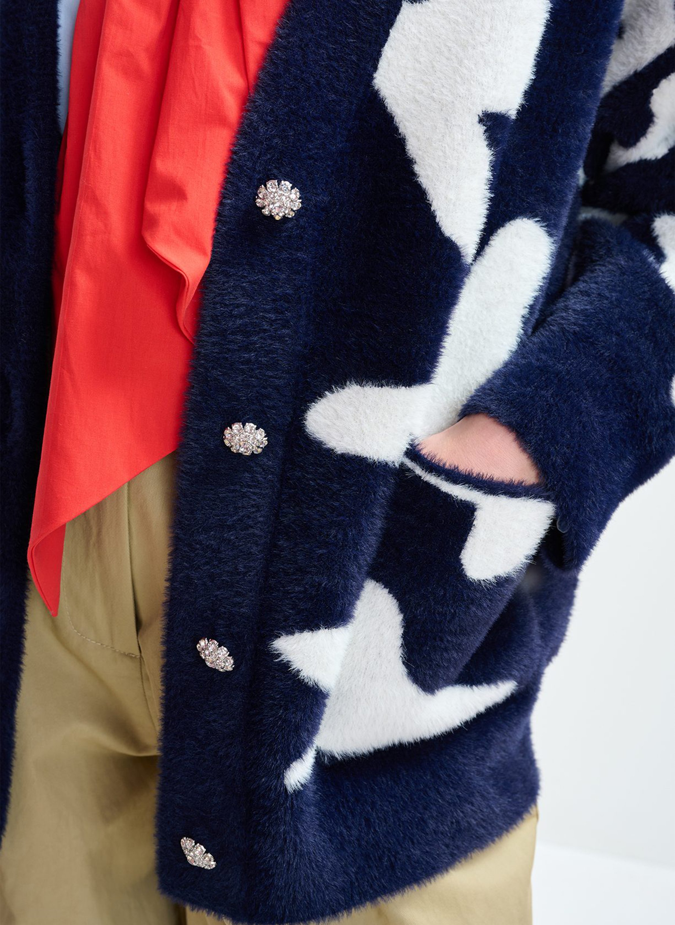 Cardigan à motifs col v ESSENTIEL ANTWERP Bleu