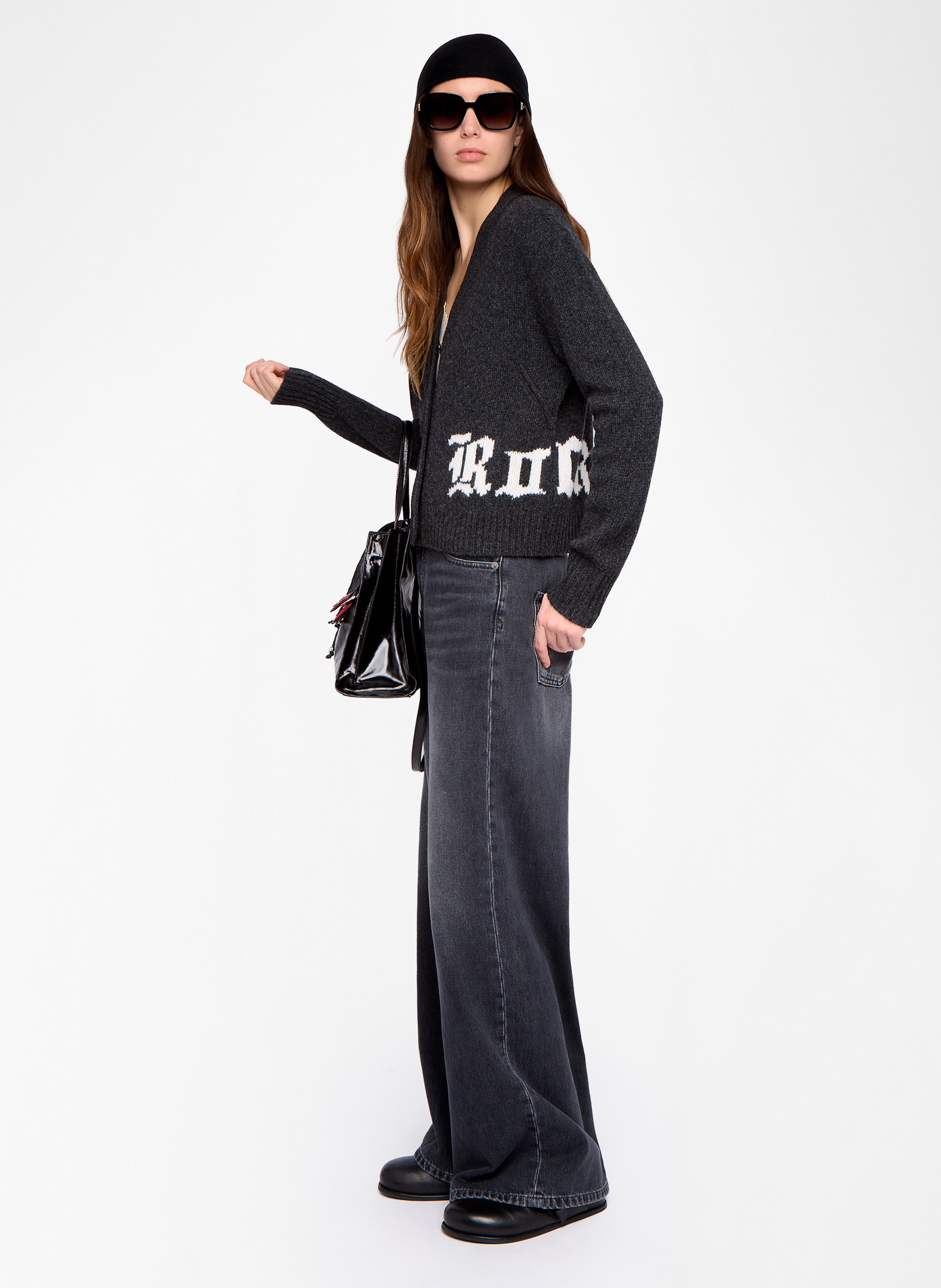 V-Ausschnitt-Knopfleiste aus Wolle ZADIG&VOLTAIRE Grau