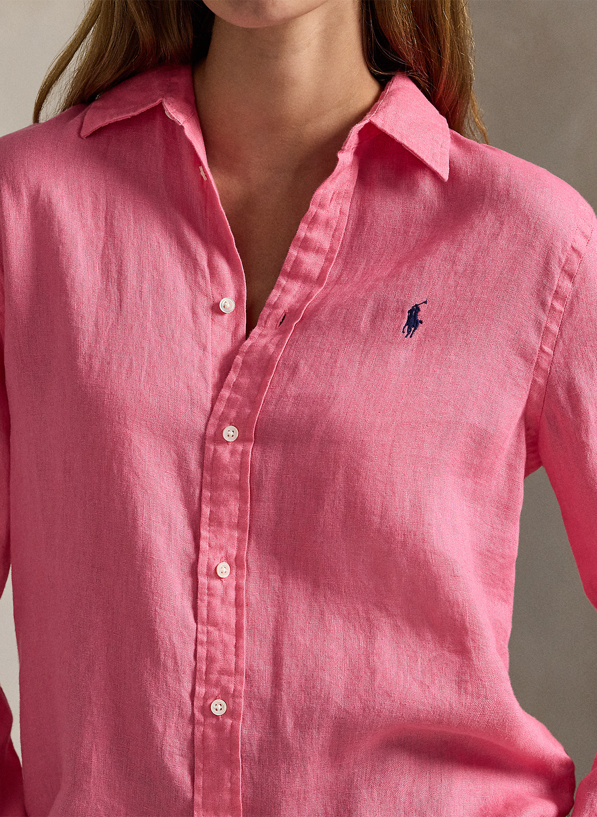 Straight linen shirt POLO RALPH LAUREN Pink