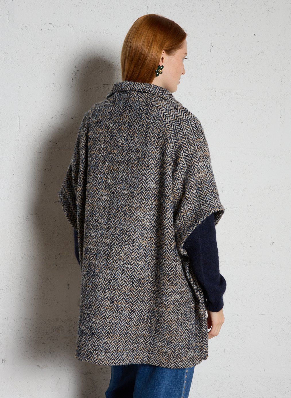 High-neck wool-blend cape MAISON 123 Blue