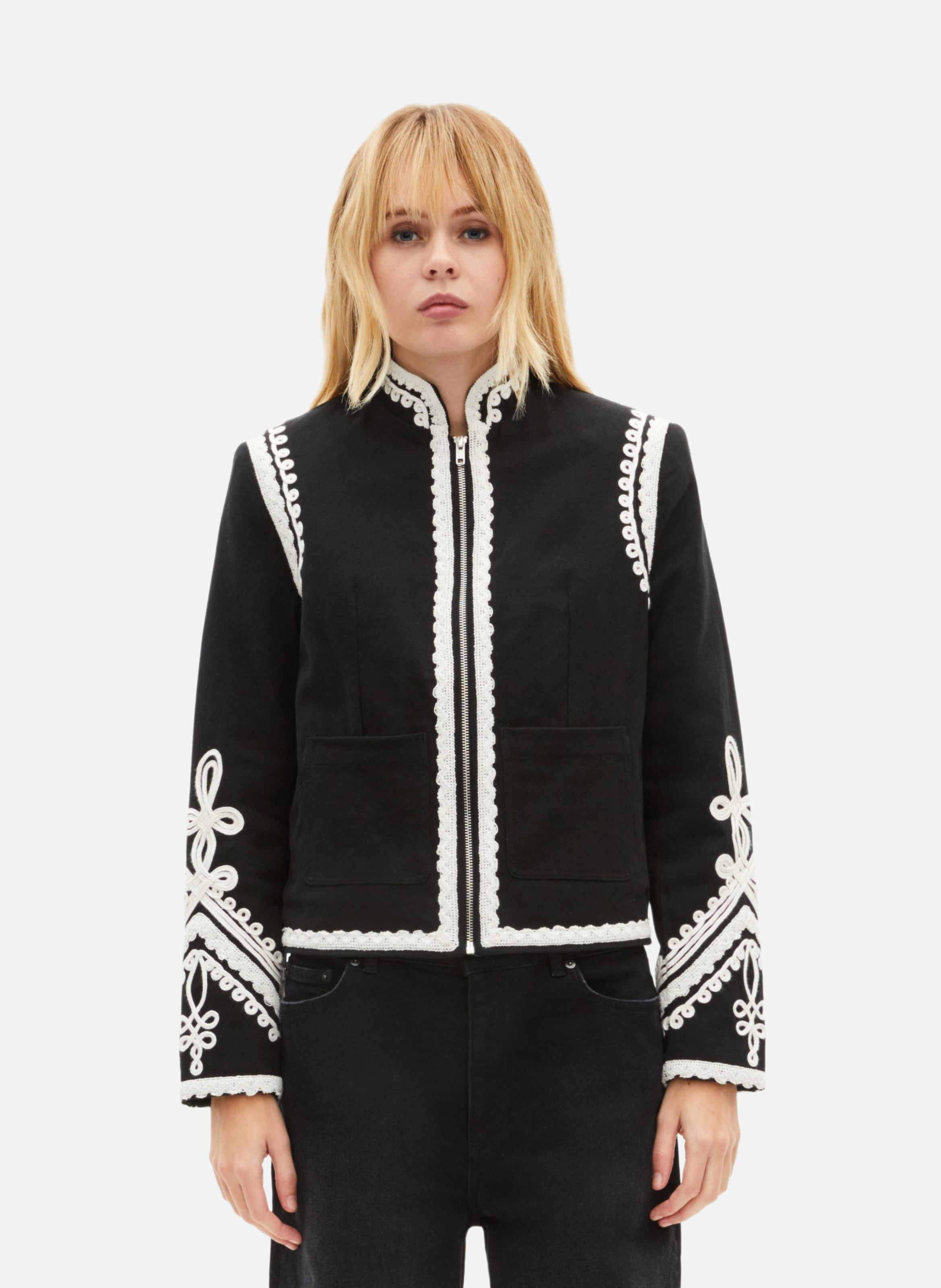 Embroidered cotton jacket THE KOOPLES Black