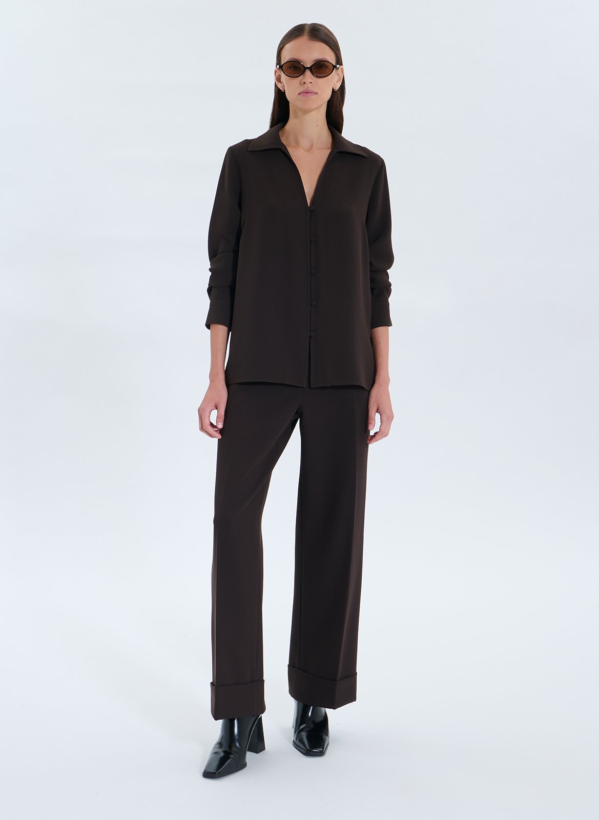 Chemise droite col à revers ZAPA Marron