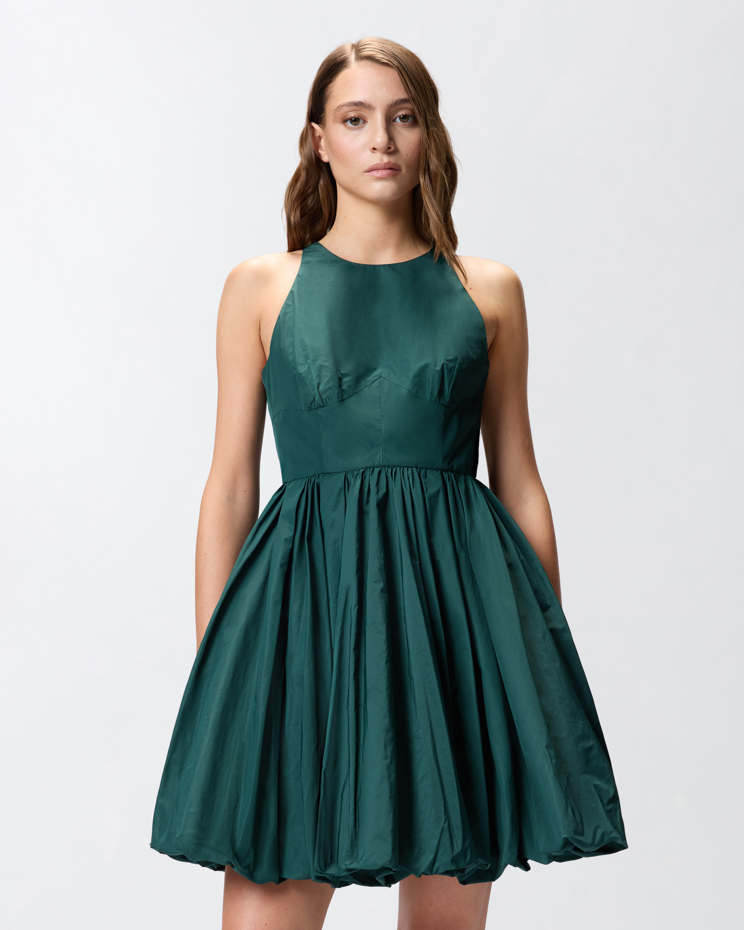 Dress with balloon skirt Green
