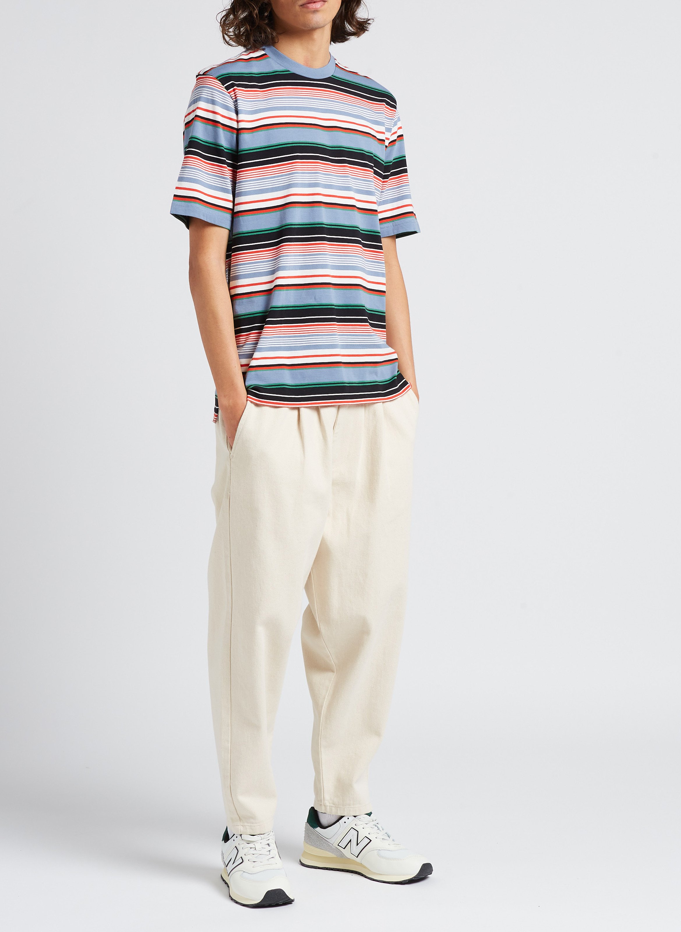 Tee-shirt col rond regular-fit rayé en coton PAUL SMITH Bleu