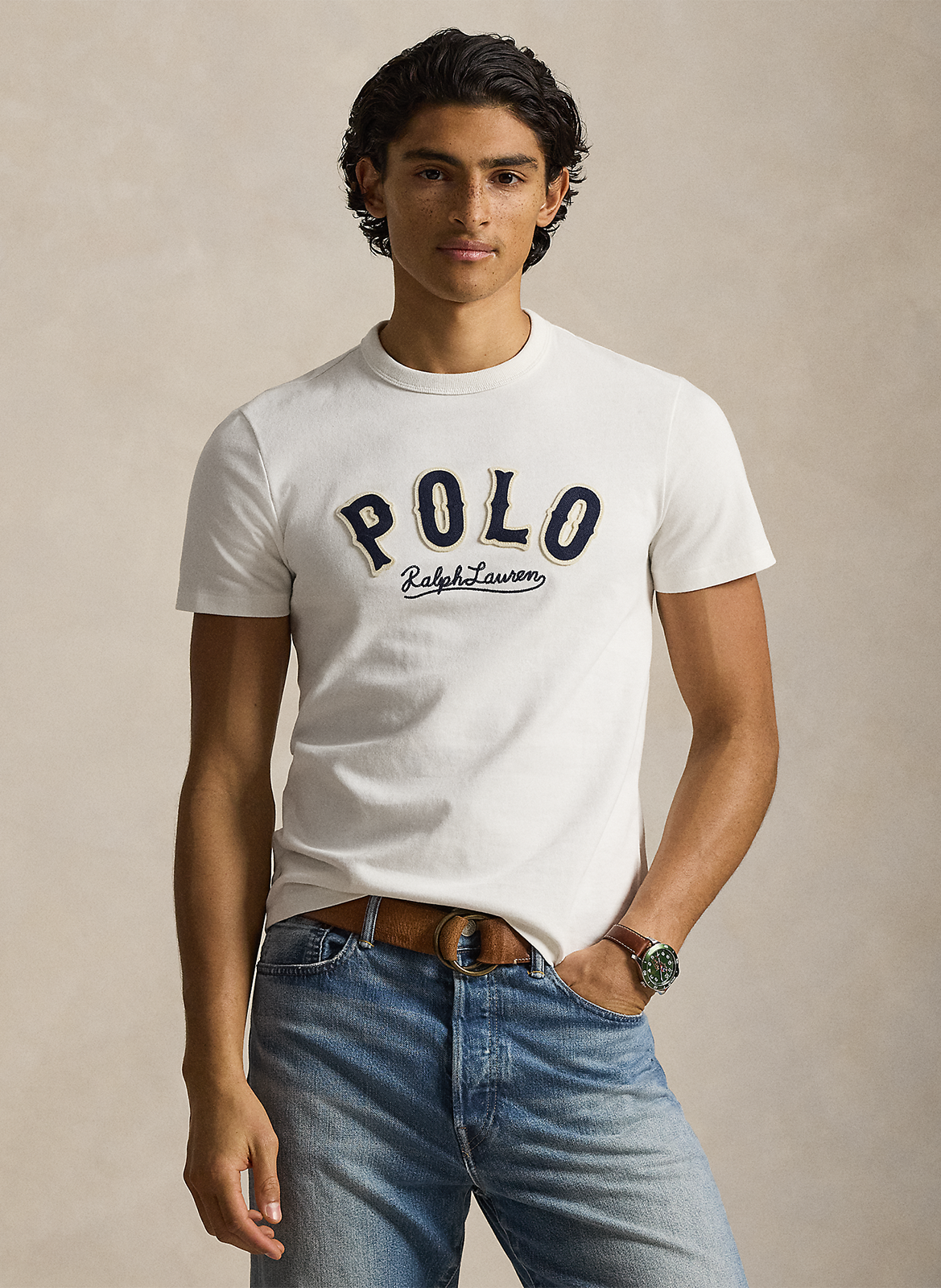 Straight embroidered cotton T-shirt POLO RALPH LAUREN White