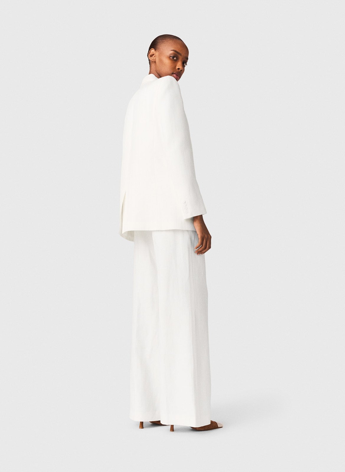 Rechte, gestreepte blazer MAJE Wit