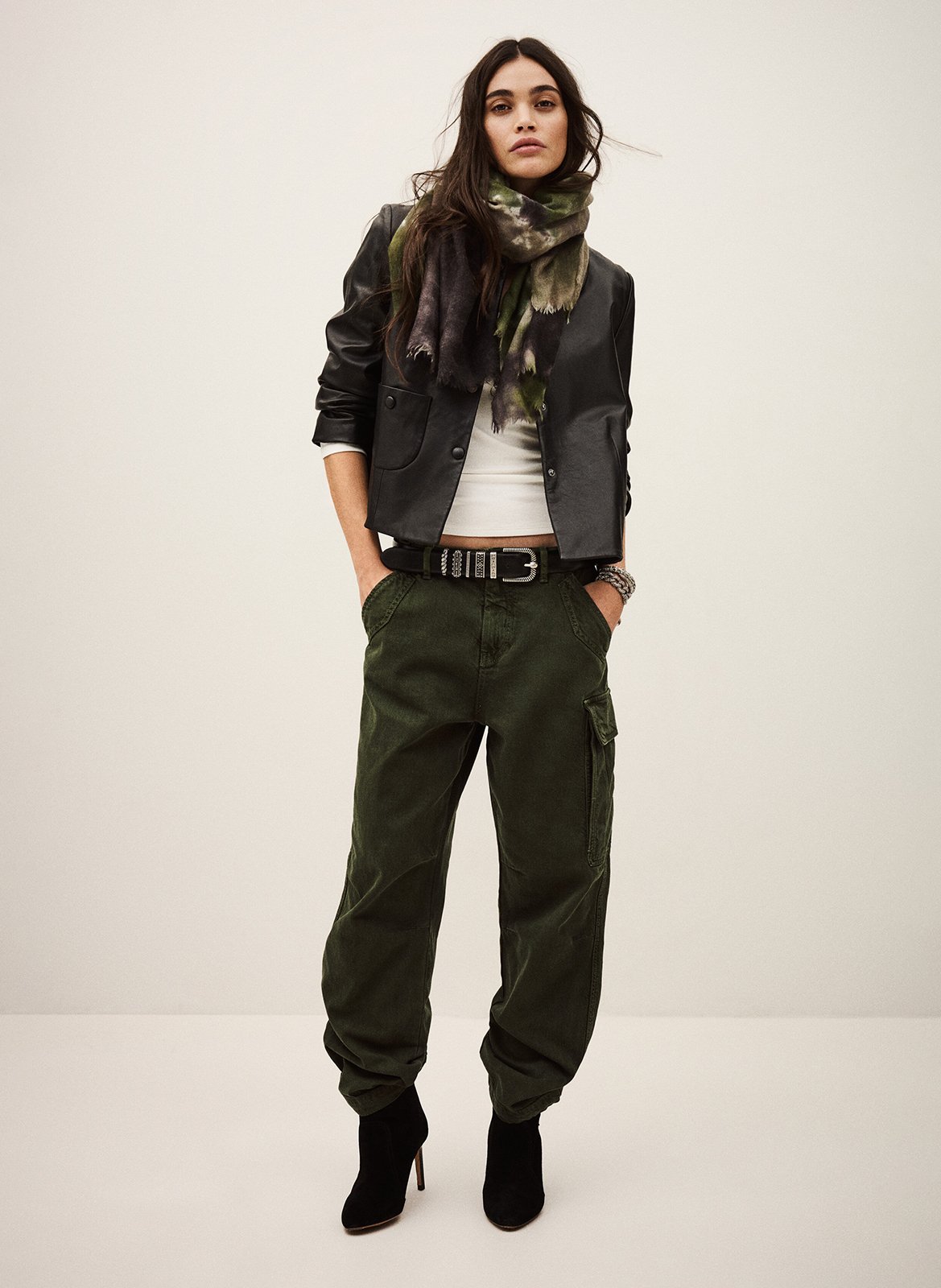 Cargo pants in cotton and linen blend BA&SH Khaki
