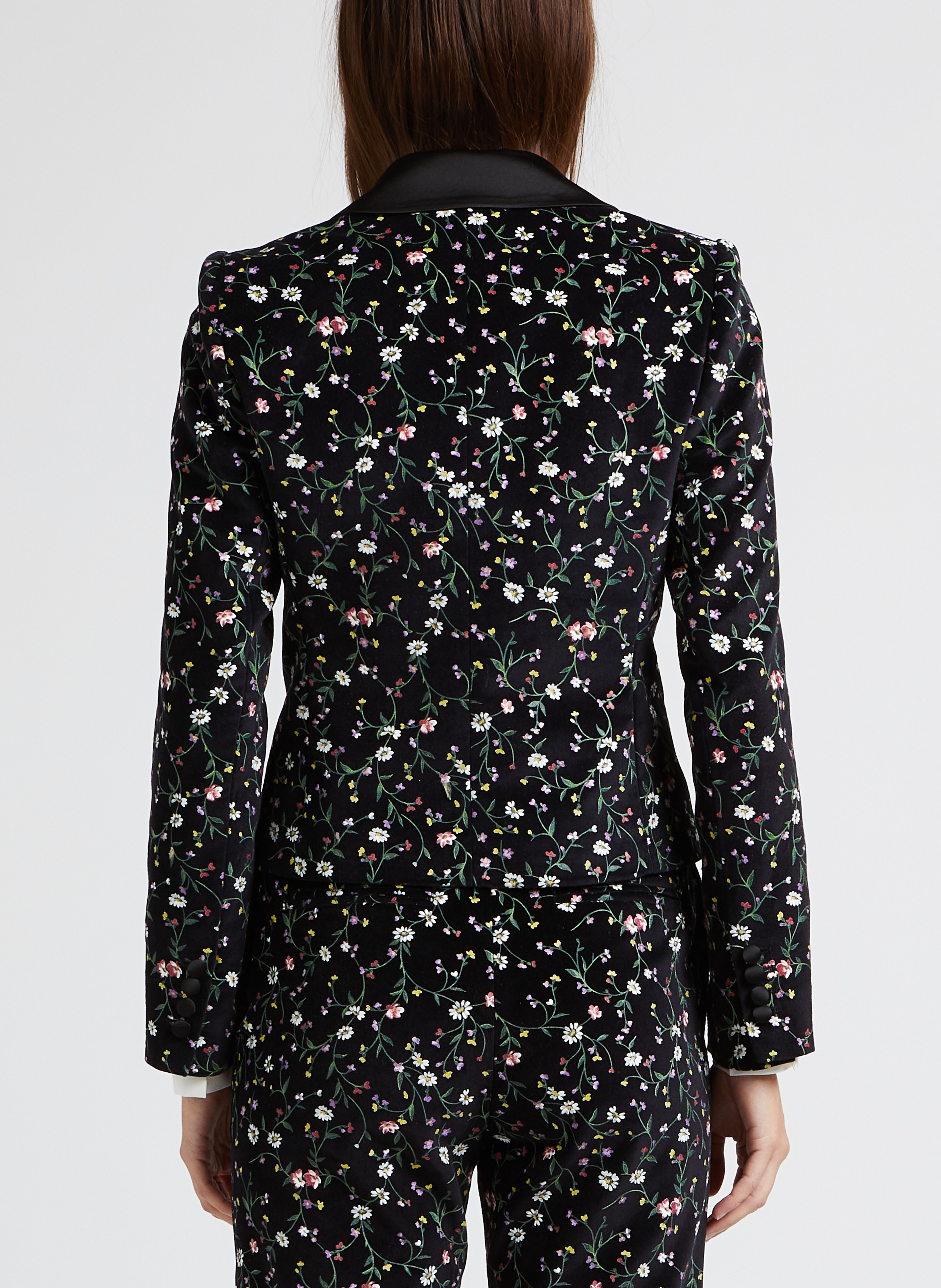 Short fitted print cotton jacket with shawl collar PAUL AND JOE Black