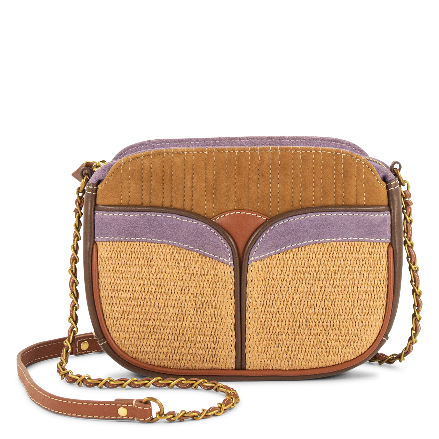 Schoudertas van twee materialen SESSUN Violet