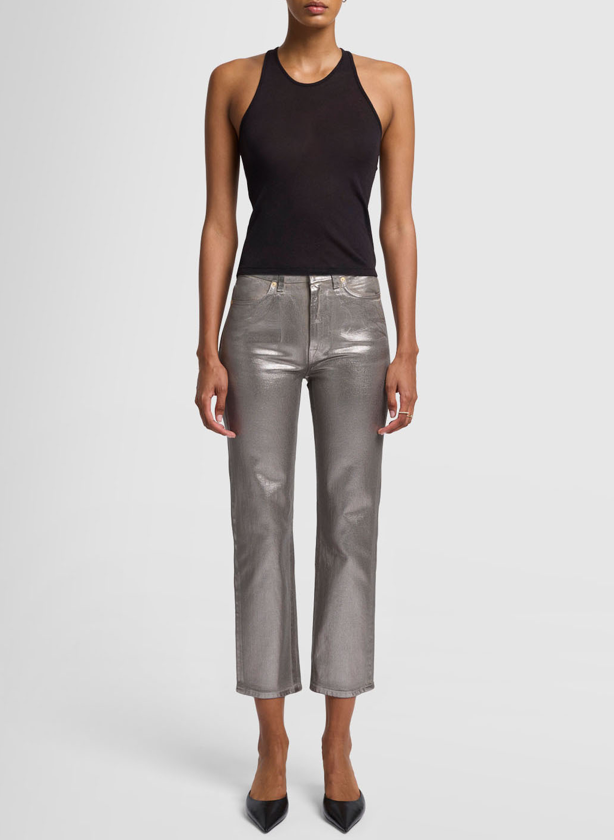 High-rise cropped pants 7 FOR ALL MANKIND Yellow