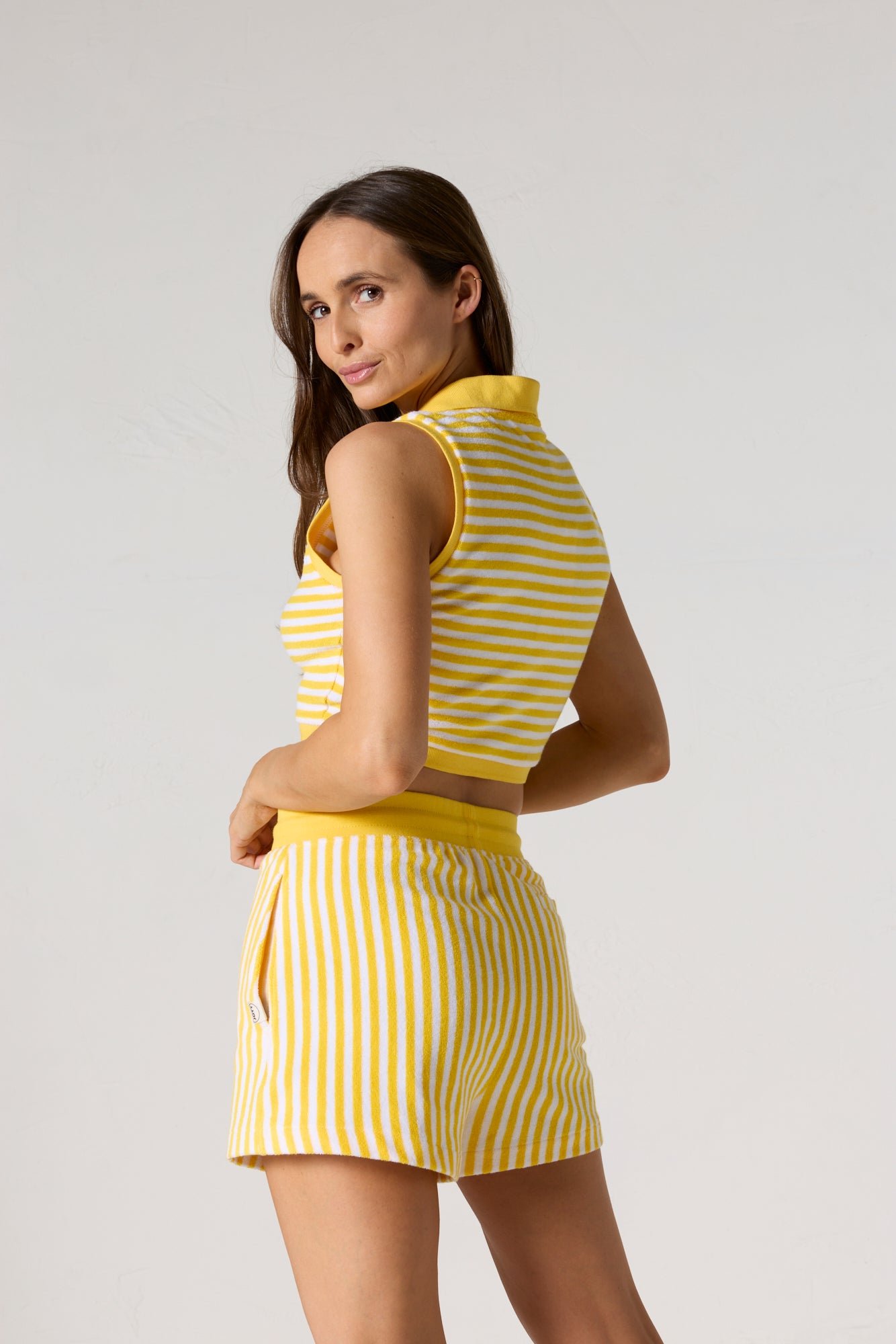 Crop-top éponge bay stripe JOTT Jaune