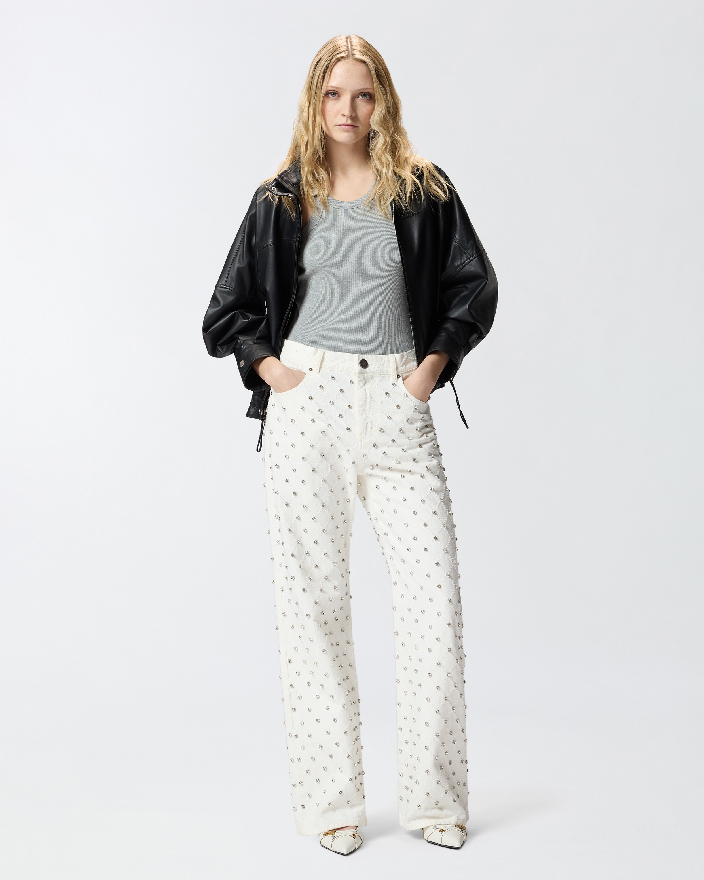 Tank top with pendant buckle Grey