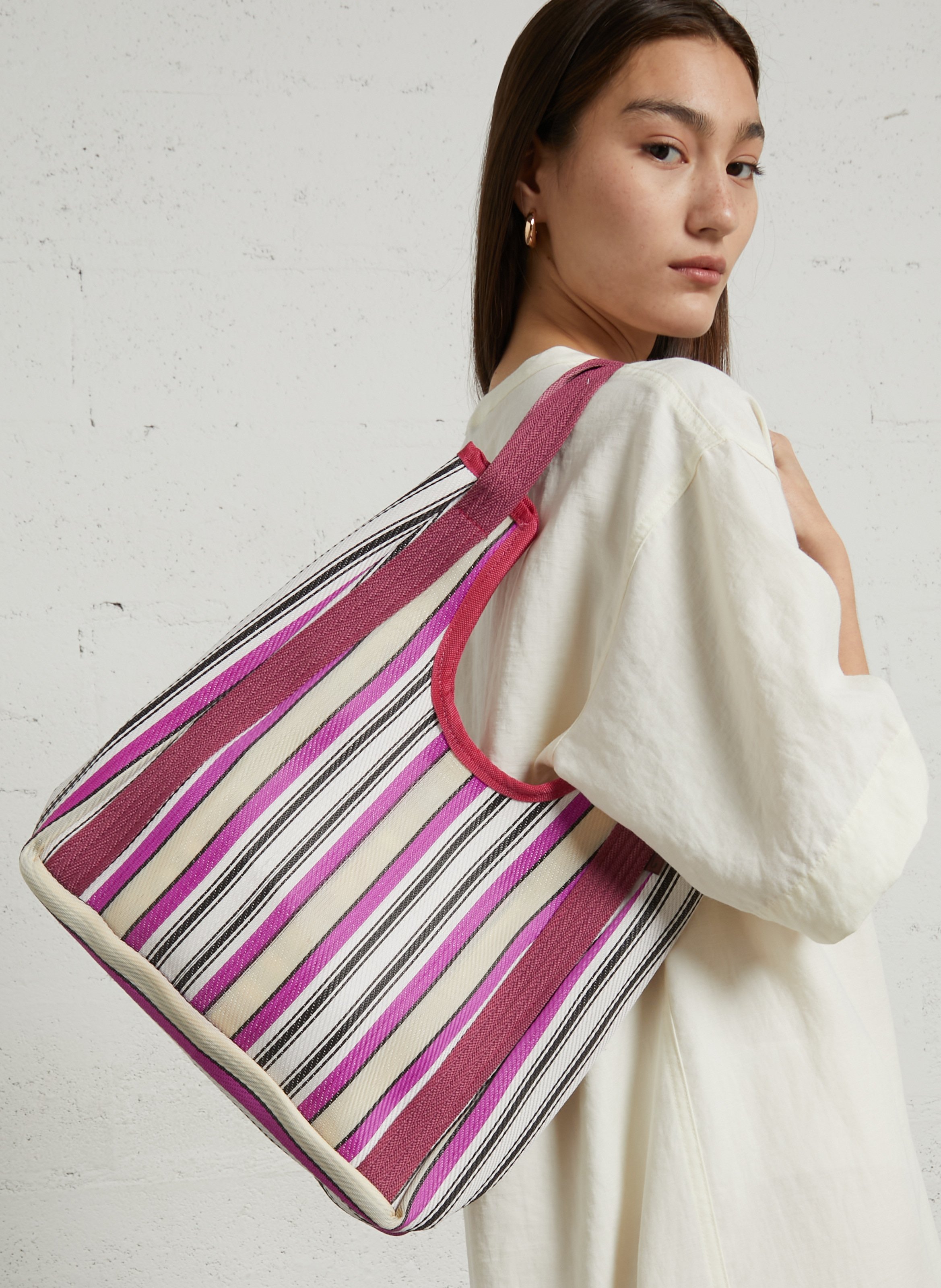 Tasche mit bunten Streifen BABACHIC BAGS Rosa