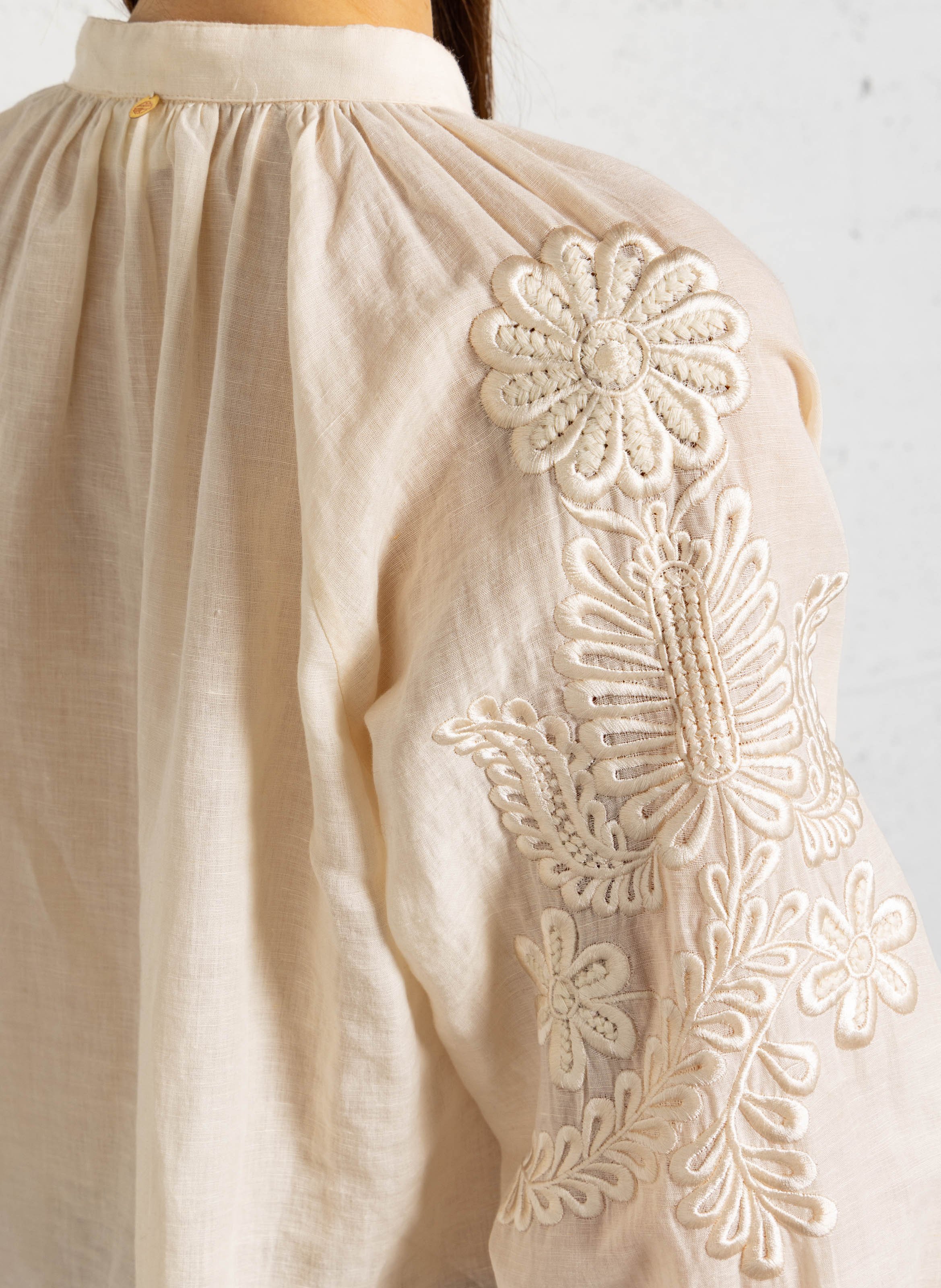Oversized linnen en katoenen hemd ANTIK BATIK Wit