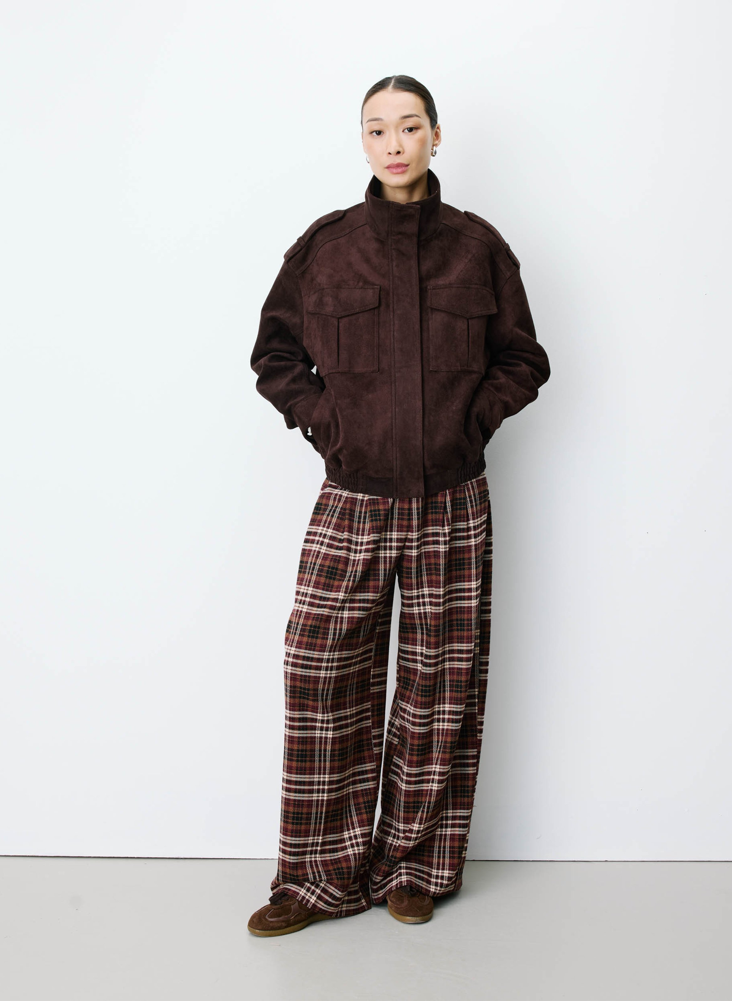 Veste oversize col montant en velours | Marron GRACE ET MILA Femme